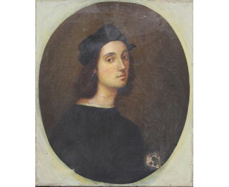 After Raphael/Portrait of the Artist when a Young Man/in a painted oval/ oil on canvas, 60cm x 52cm