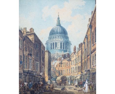 Thomas Girtin (British 1775-1802) circa 1797/St Pauls Cathedral from St Martin-le-Grand/signed lower left/watercolour with bo