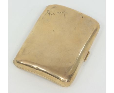 A 9ct gold cigarette case, the cover engraved "May", approximately 69gm