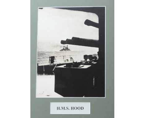 A photographic print of H M S Hood's last moments, 27cm x 20cm (10.75" x 8")/Photograph taken from HMS Prince of Wales just b