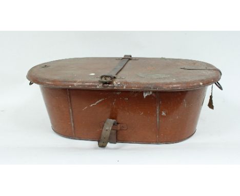 An officer's campaign bath, of oval shape with lockable cover, a steamer trunk and two other trunks/Provenance: Plas Gwyn, An