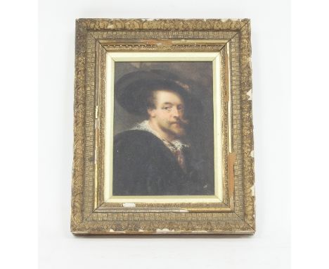 after Rubens/Self Portrait/watercolour, 17cm x 12.5cm Condition Report: In good condition ,behind glass the plaster gilt fram