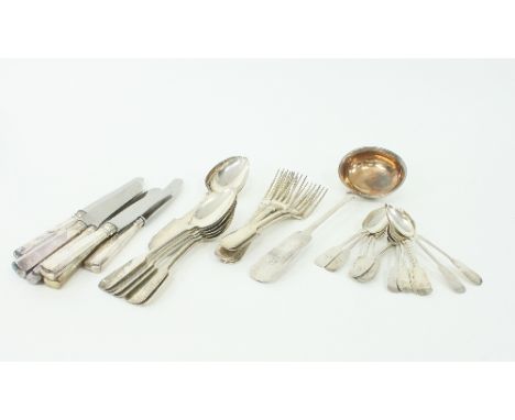 A German silver .800 standard fiddle pattern table service of 34 pieces, approximately 1100gm