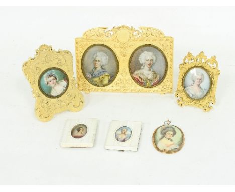 French School, circa 1900/Portrait Miniatures of Ladies/a collection of seven, various sizes, six in ivory frames/Provenance: