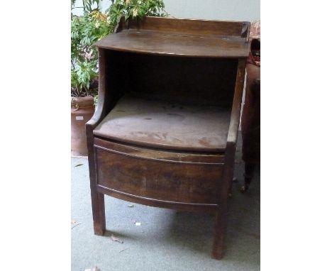 A 19th Century mahogany bow-front commode with three-quarter gallery on square legs, 58cm wide