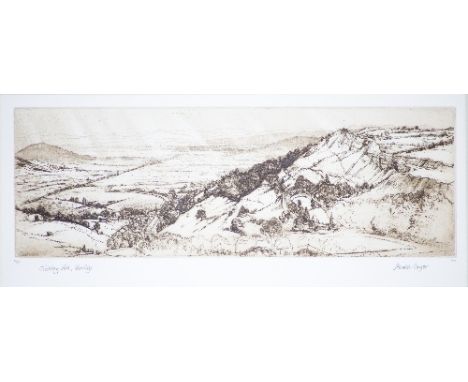 Harold Sayer/Crickley Hill, Birdlip/inscribed, signed and dated 1978/lithograph, 15cm x 36cm
