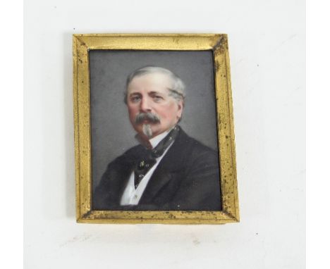 Late 19th Century English School/Portrait Miniature of a Gentleman/head and shoulders, wearing a black tie and black coat/pai