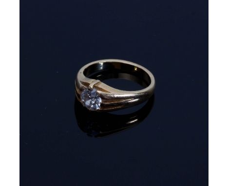 A Victorian single stone diamond ring, claw set with a brilliant cut stone weighing approx 1.1cts, ring size T
