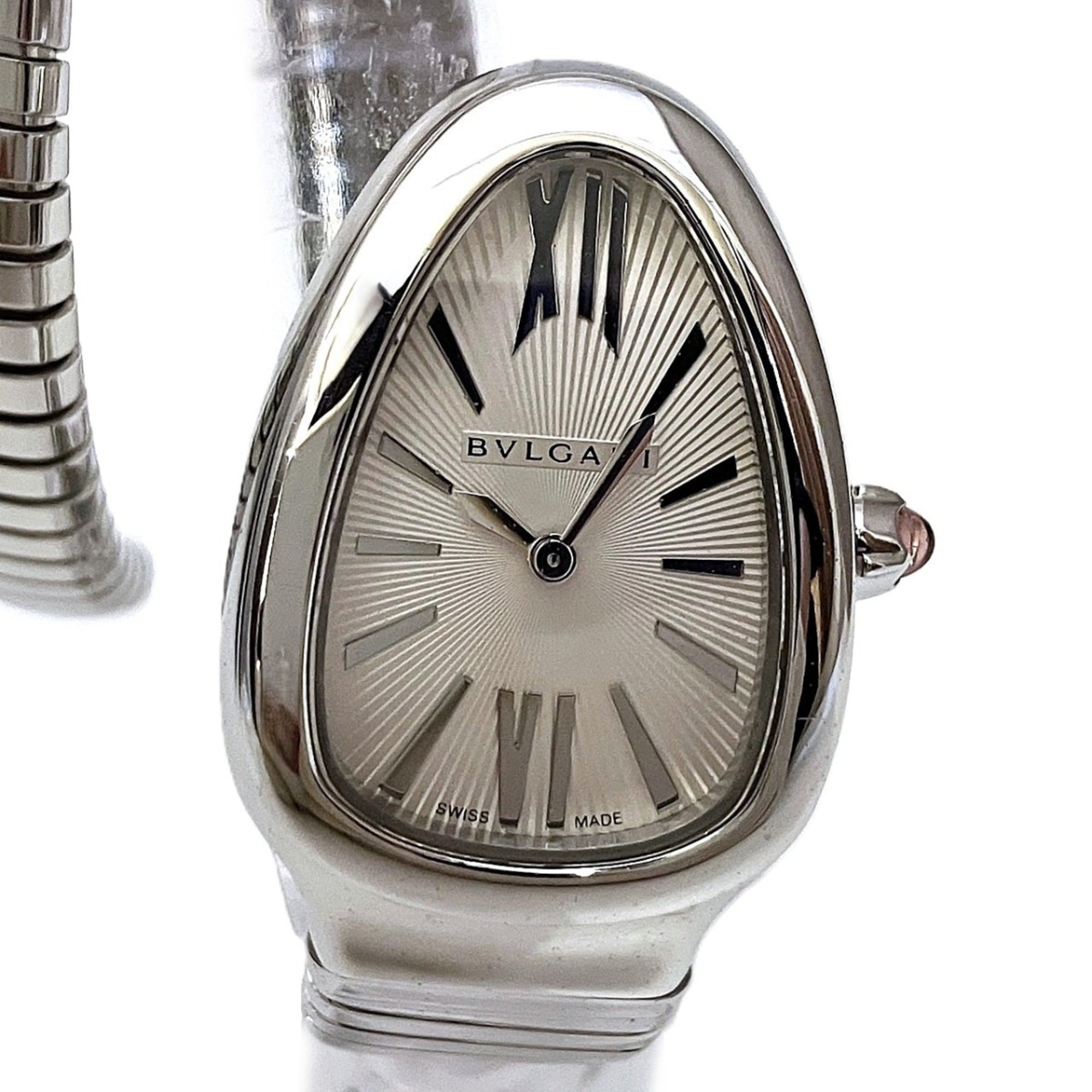 Bulgari BVLGARI Serpenti watch, total weight 61.2g, stainless steel, quartz movement, silver dial, S
