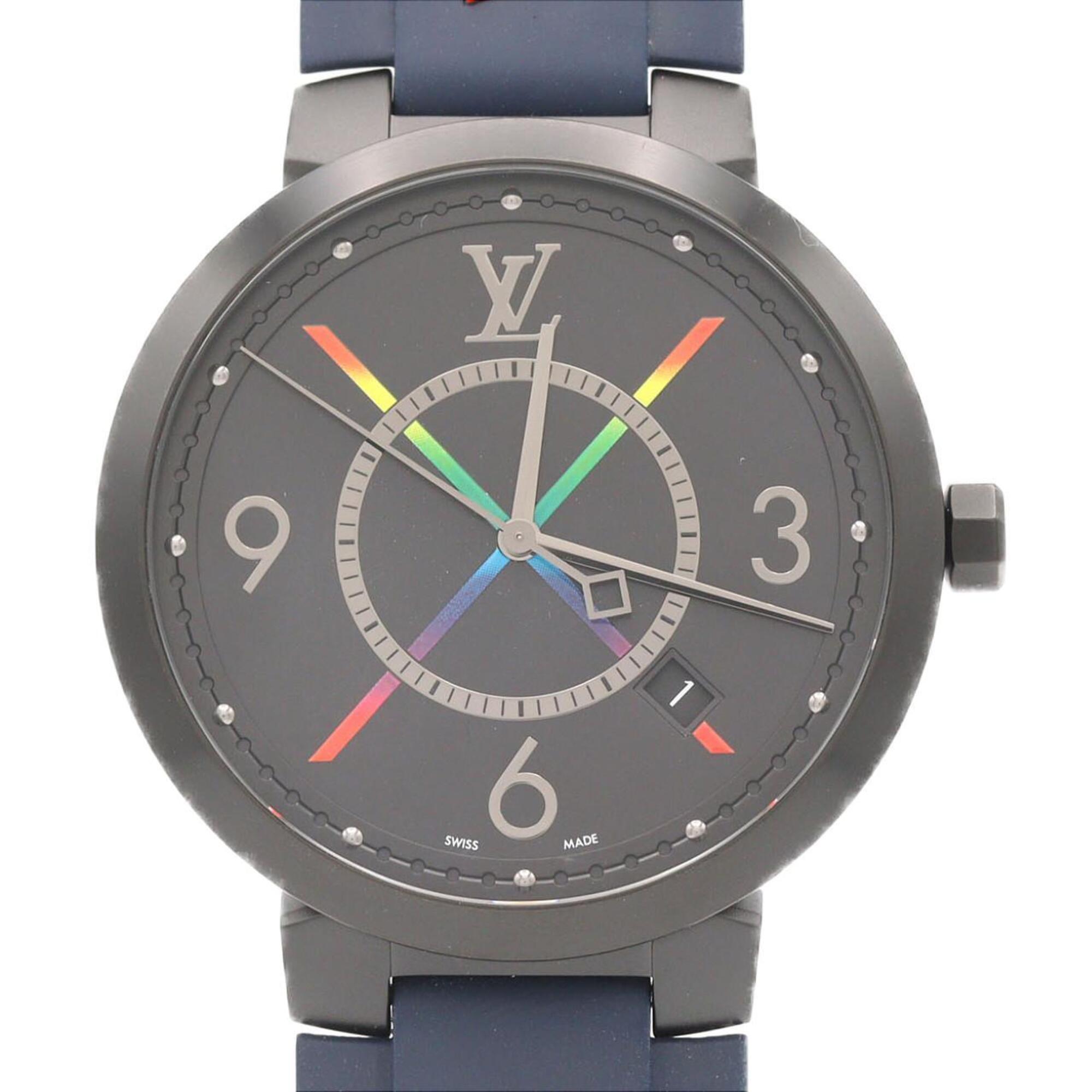 Louis Vuitton Tambour Slim Rainbow QA113Z SS Quartz Watch