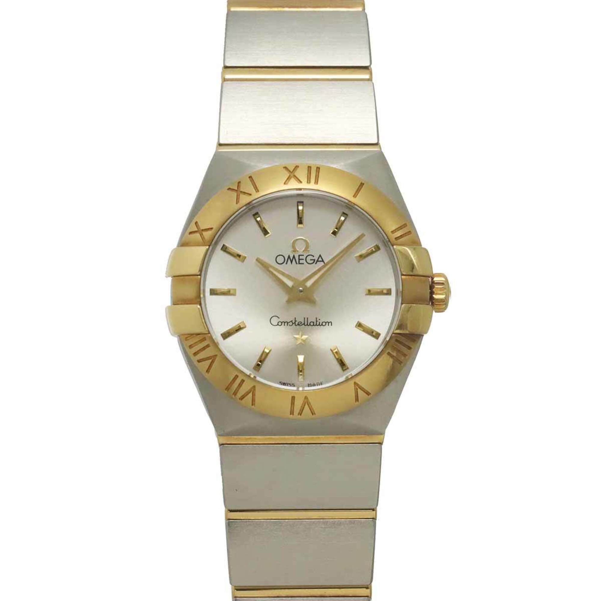 Omega Constellation Brushed Two-Tone 123 20 24 60 02 002 Women\'s Watch Silver 18K Yellow Gold Quart