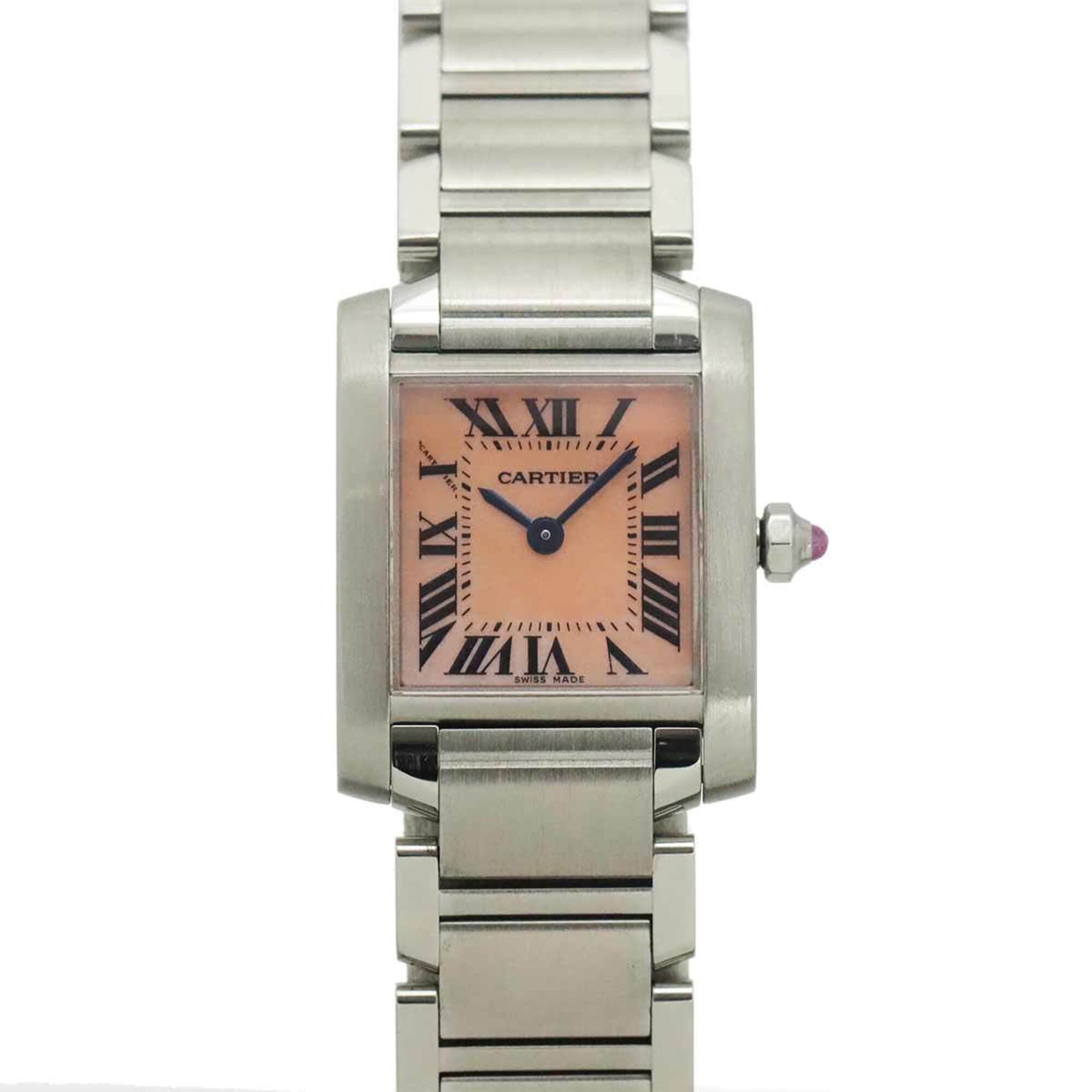Cartier Tank Francaise SM W51028Q3 Women\'s Watch, Pink Shell, Quartz Watch