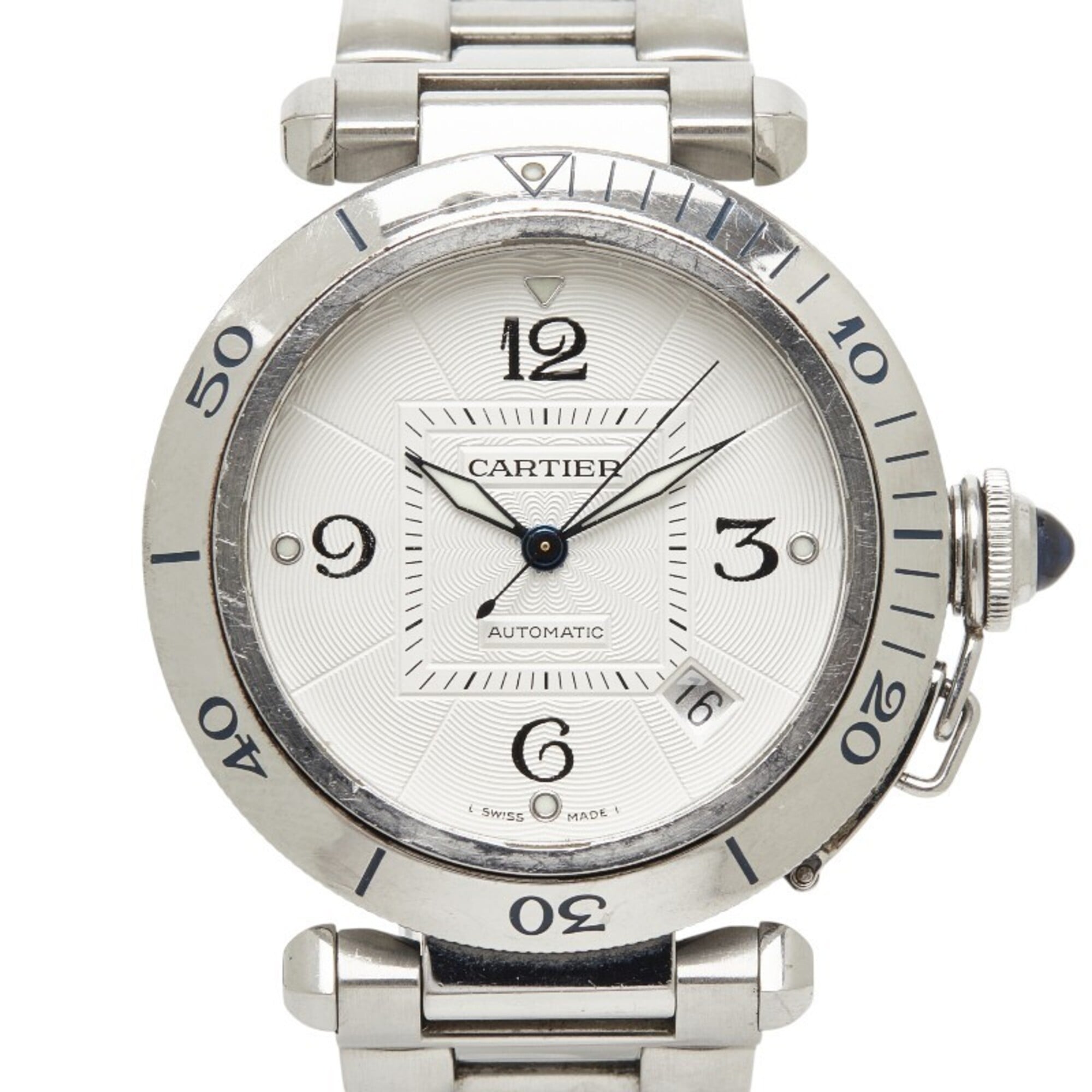 Cartier Pasha de Pronger W31040H3 Automatic Watch, White Dial, Stainless Steel, Men\'s CARTIER