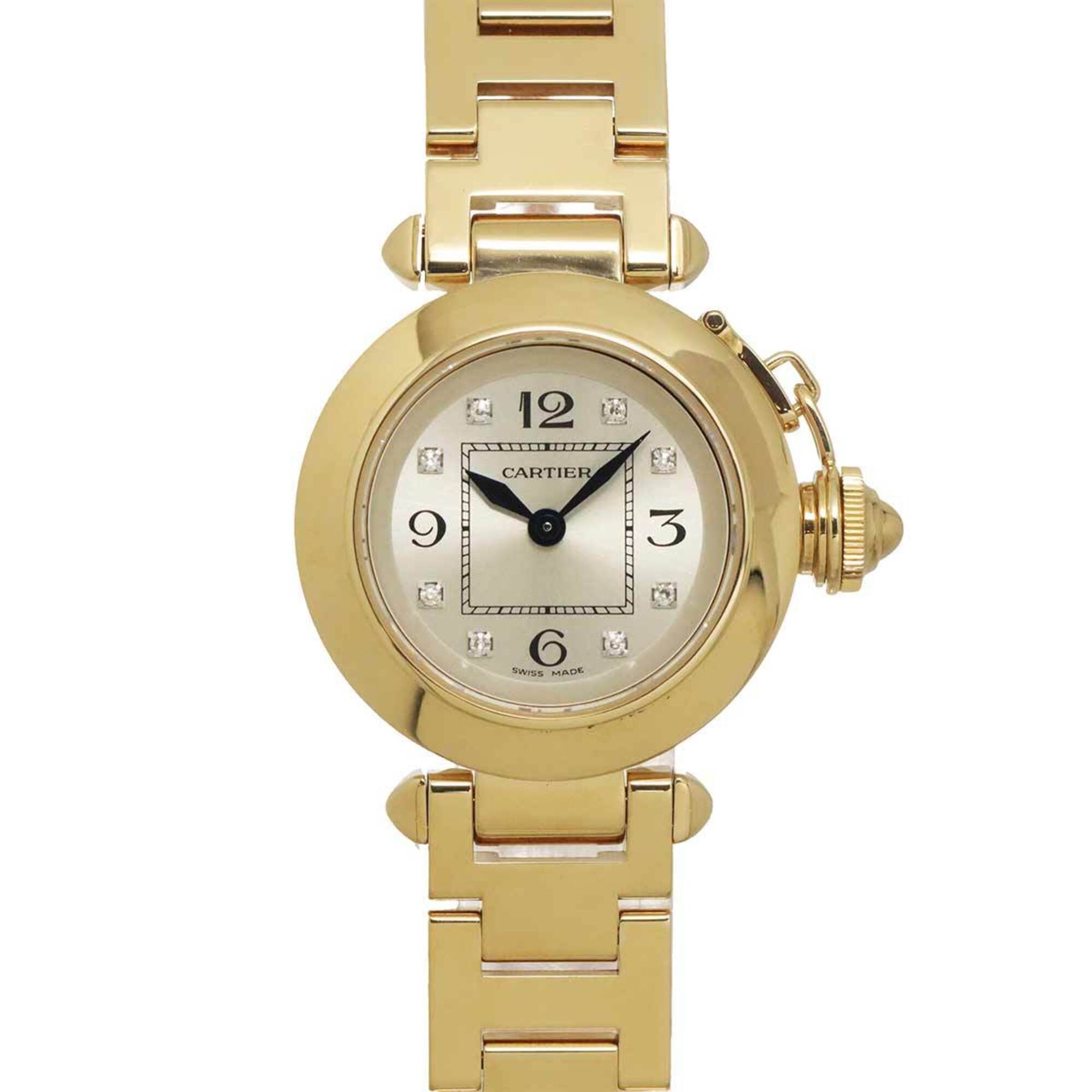 Cartier Miss Pasha WJ124015 Ladies\' Watch, 8 Diamonds, Silver, 18K Yellow Gold, Solid Quartz Watch