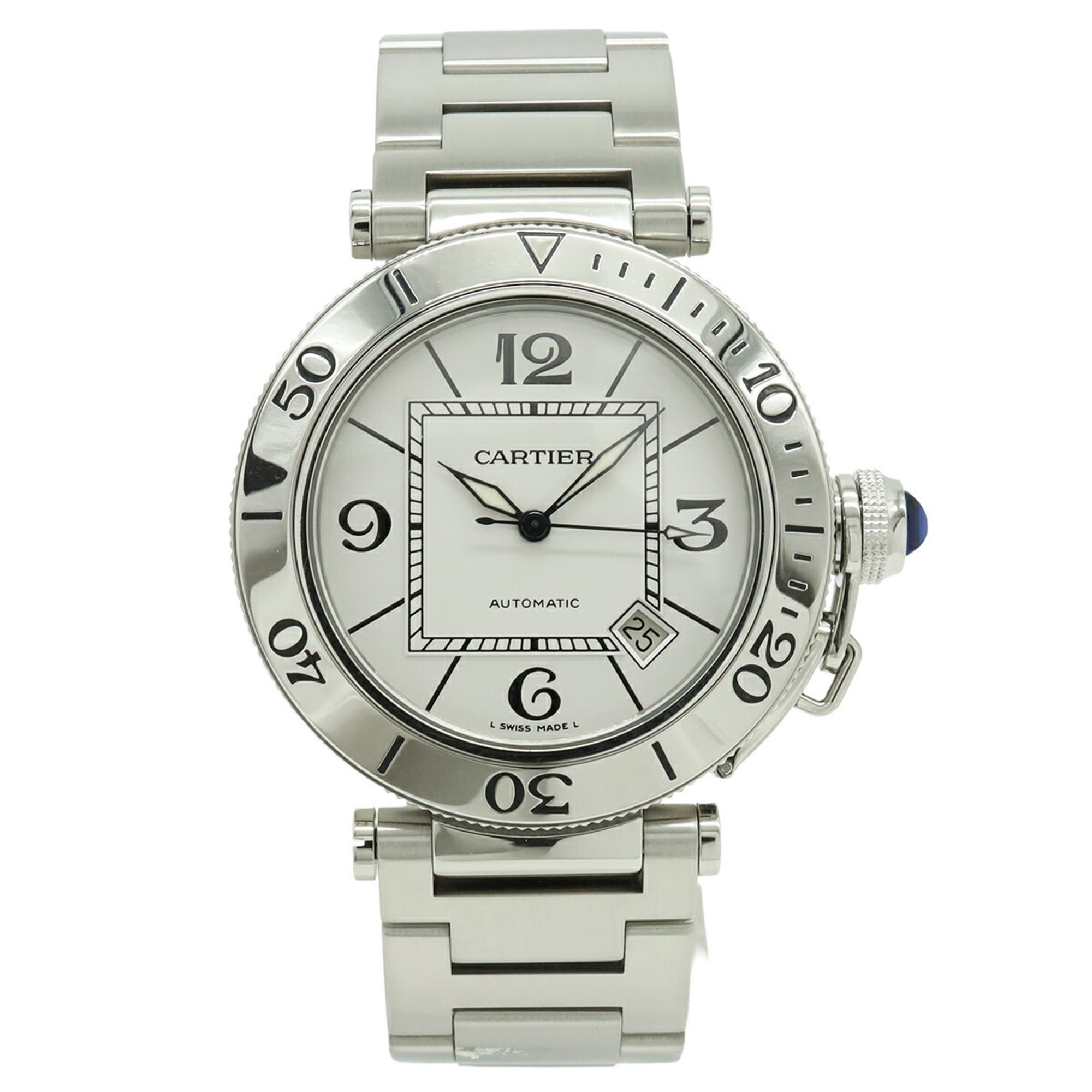 Cartier Pasha Seatimer, silver dial, automatic transmission, men\'s watch, W31080M7