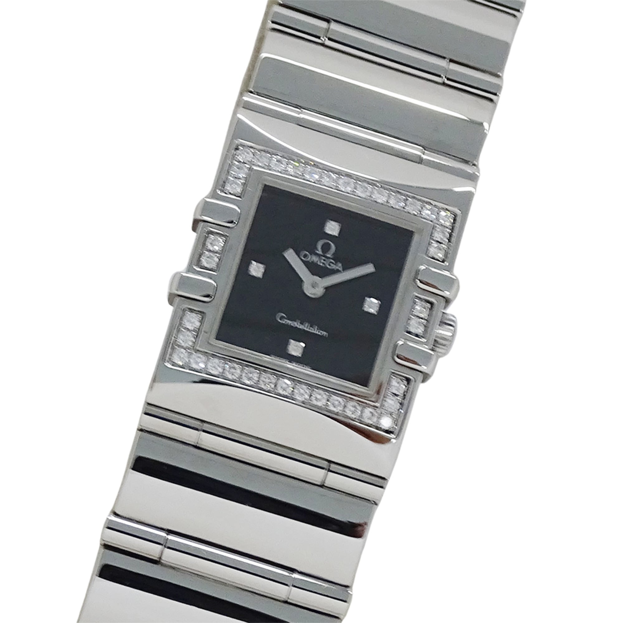 Omega Constellation Carre Quadra 1528.46 Women\'s Watch, Brand Name, Diamond, Quartz Movement, Stain