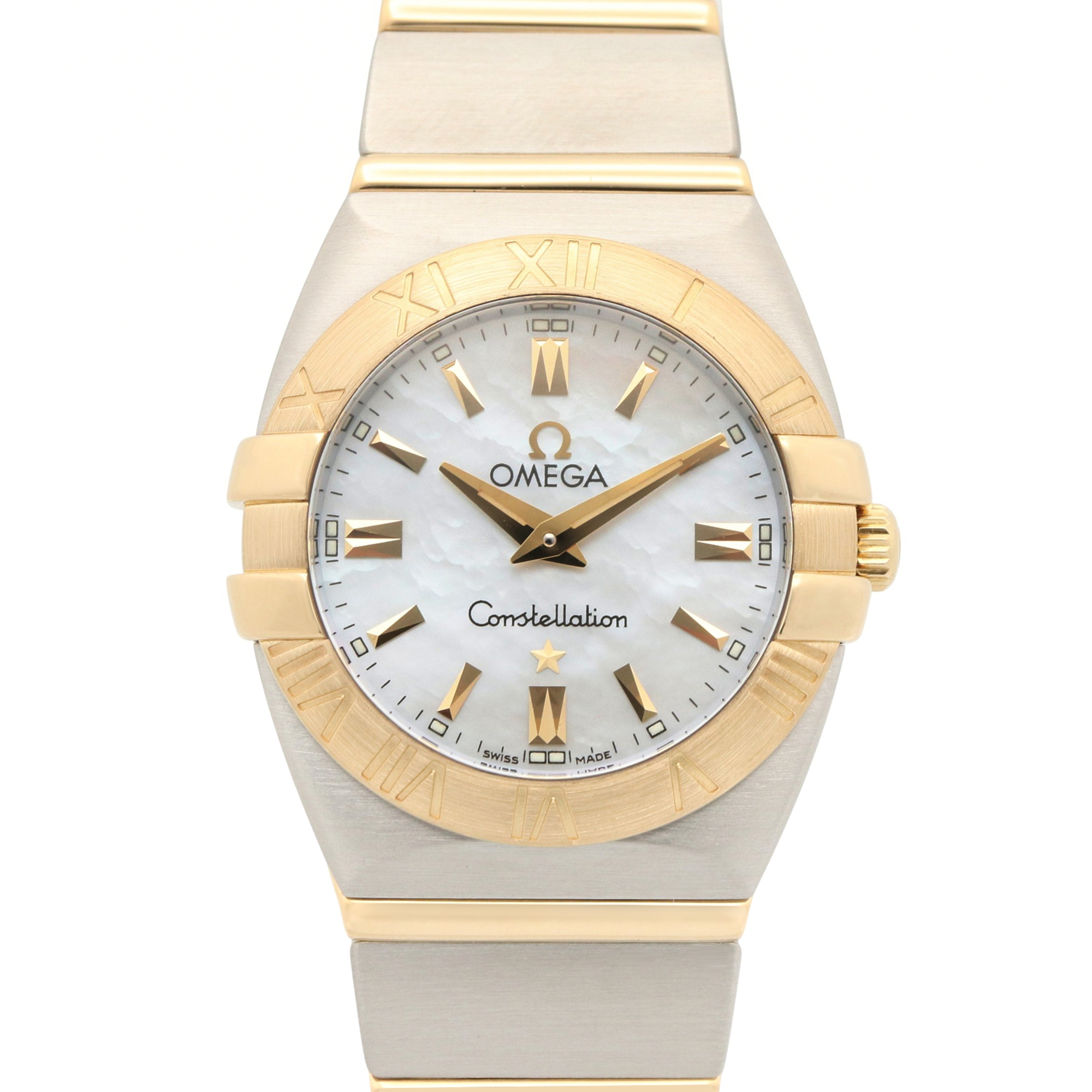 Omega Constellation Double Eagle Watch, 18K (Yellow Gold) Stainless Steel, Ladies\', White/White Mot