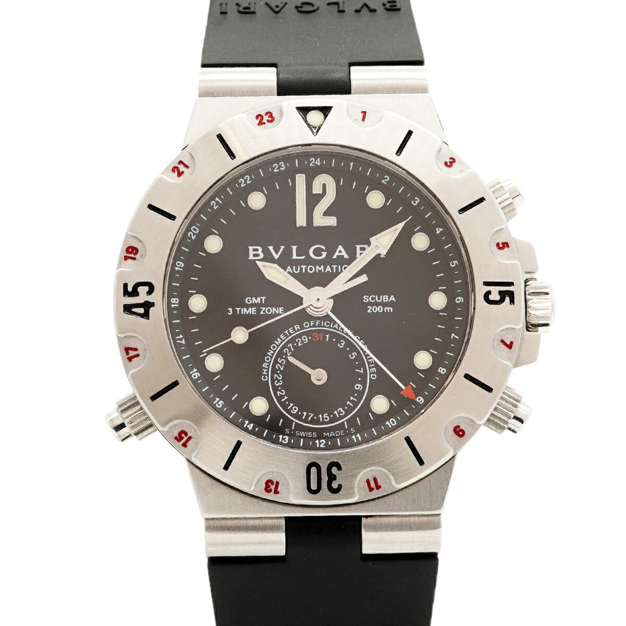Bulgari Diagono Scuba GMT SD38SGMT Black Dial Men\'s Watch