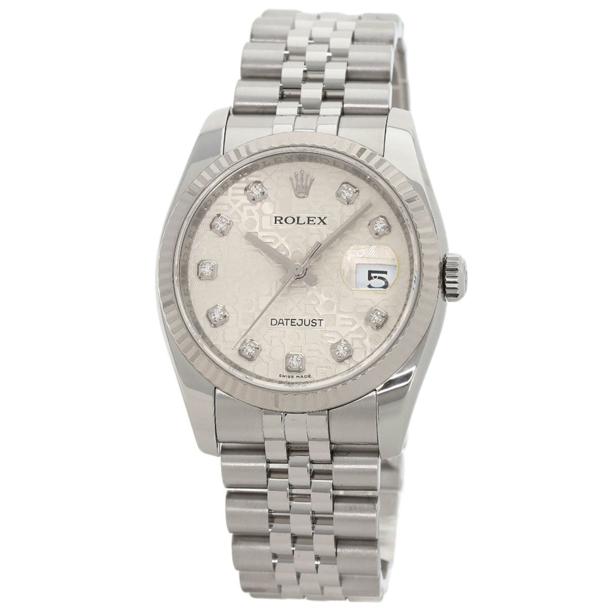 Rolex 116234G Datejust 10P Diamond Watch Stainless Steel SS K18WG Men\'s ROLEX
