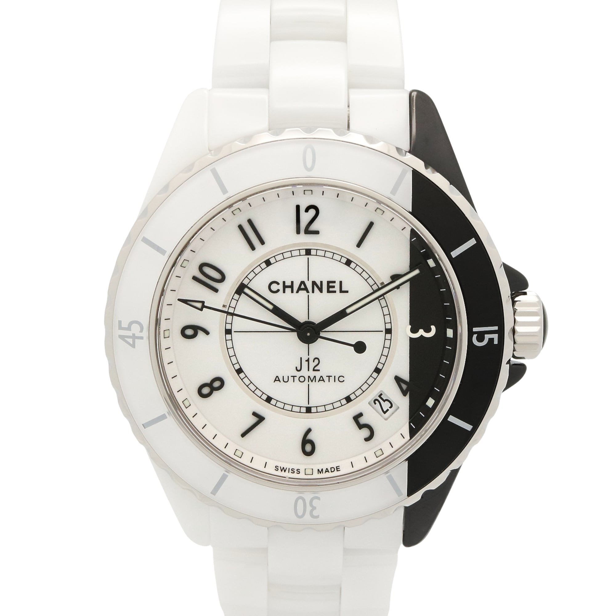 Chanel J12 Paradox Caliber 12.1 Watch, Ceramic, Men\'s, White/Black, H6515