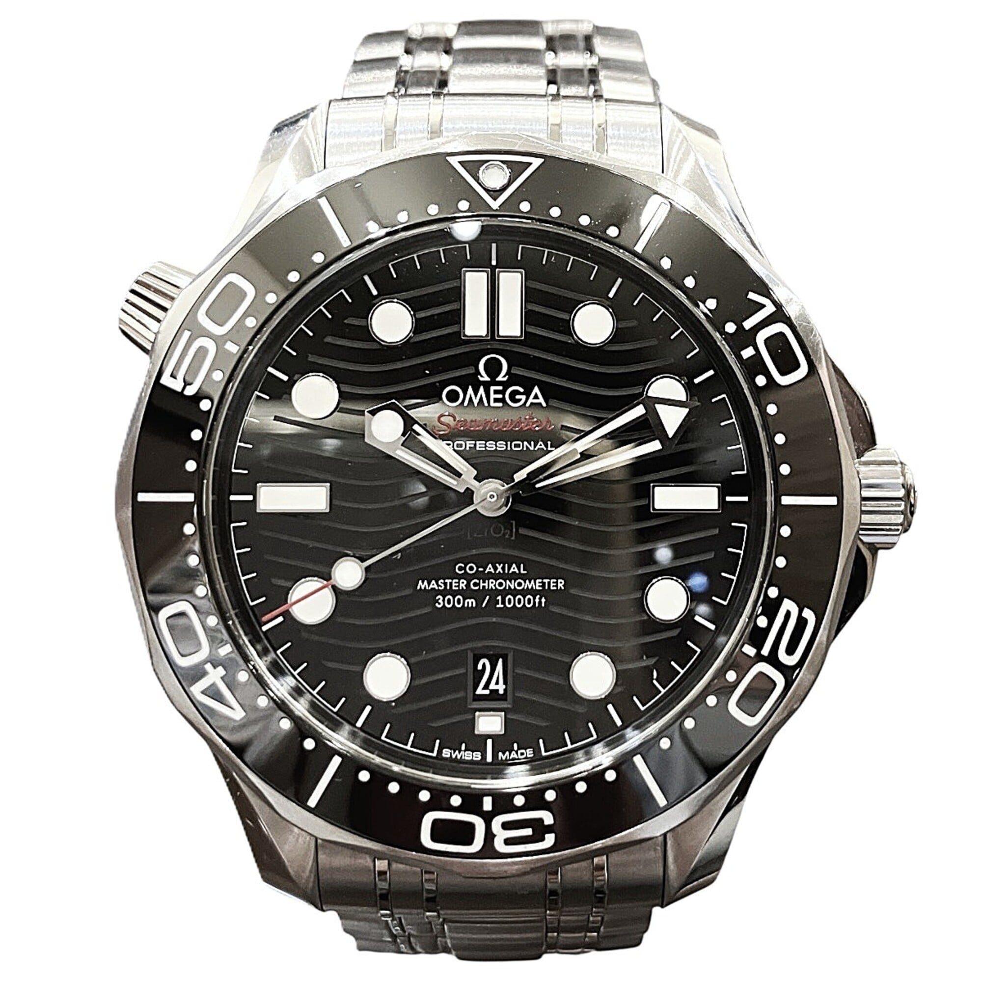 Omega Seamaster Diver 300 wristwatch, total weight 176g, stainless steel, automatic movement, black