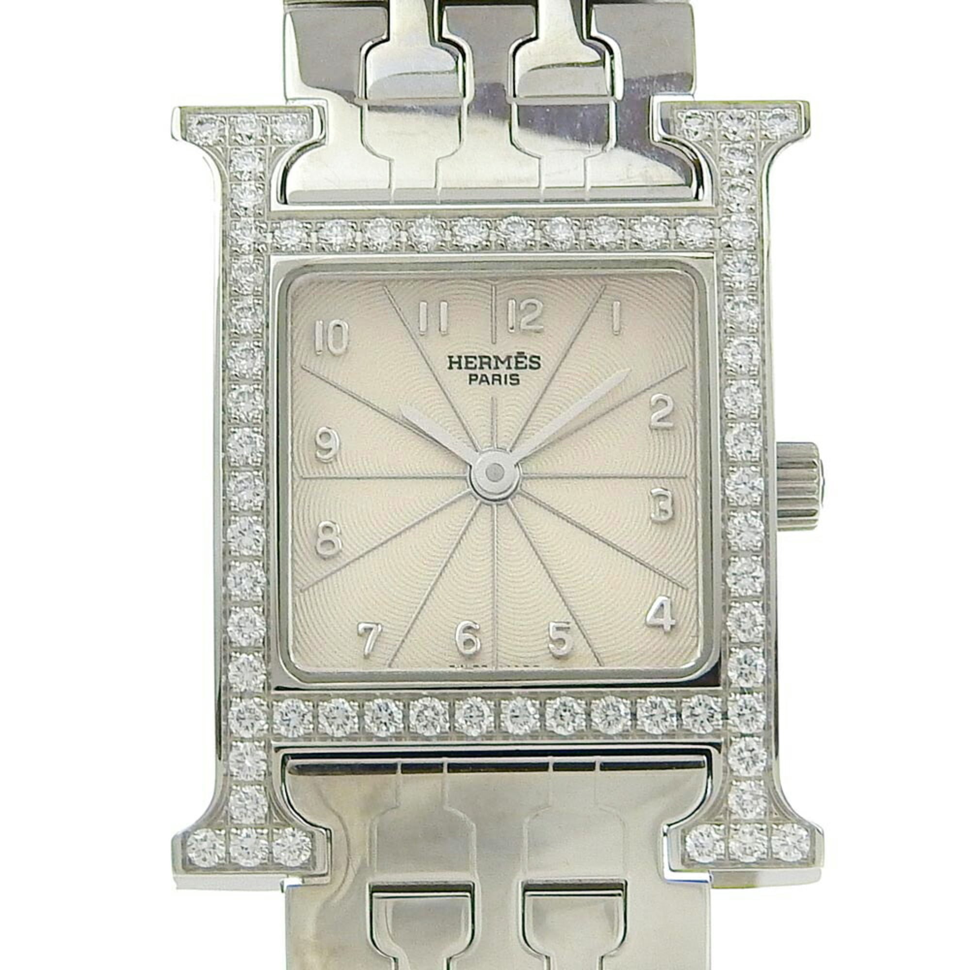 Hermes HERMES H Watch Wristwatch Diamond Bezel HH1.230 Stainless Steel Quartz Analog Display Silver
