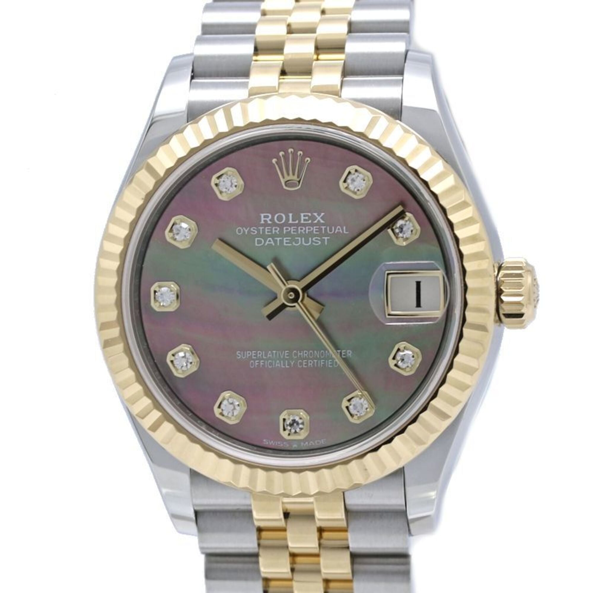 ROLEX Datejust 31 10P Diamond Black Shell 278273NG Random Serial Number Women\'s Watch SSx18K Yellow