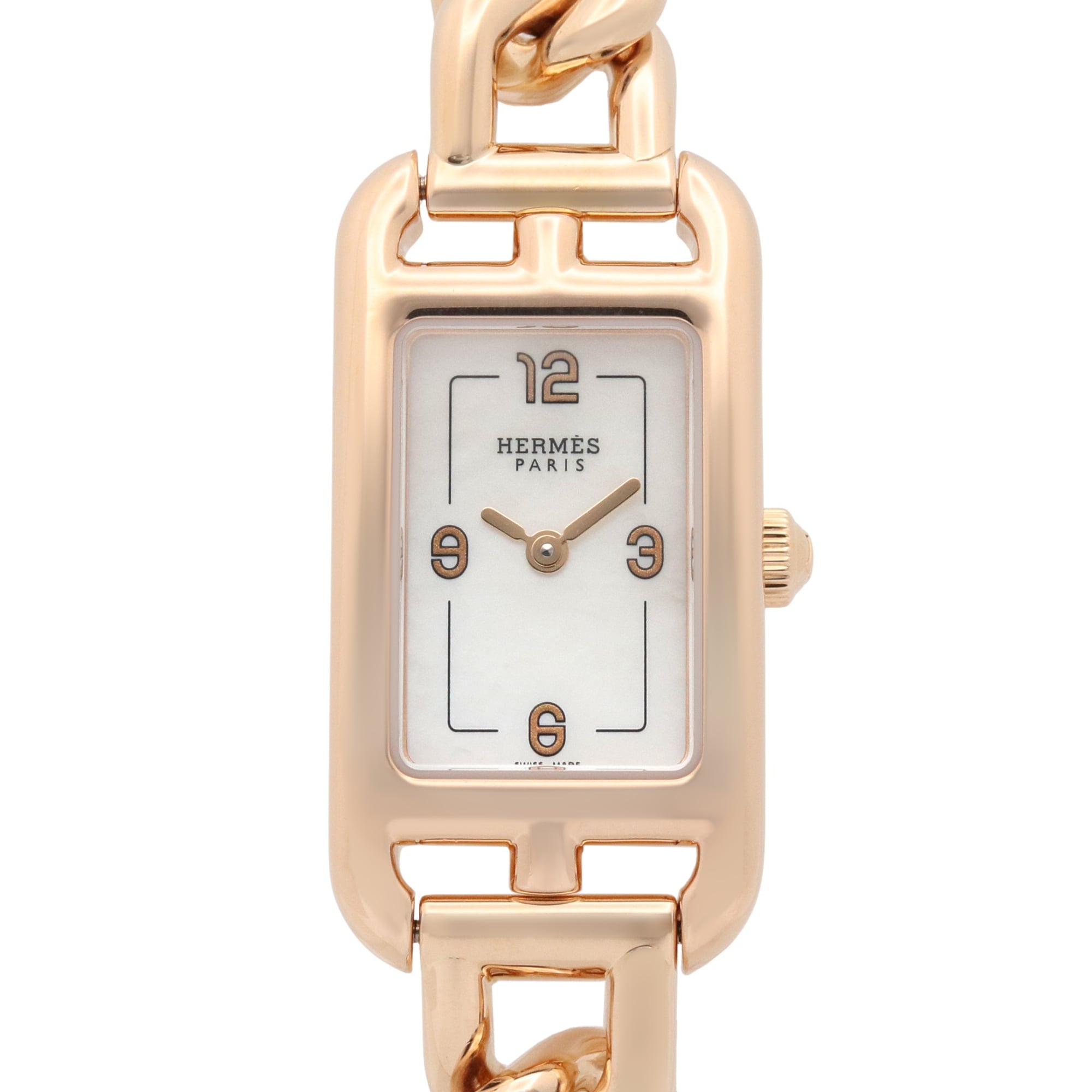 Hermes Nantucket PM 29mm Watch, 18K Pink Gold (PG), Women\'s, White/White Shell, NA2.170