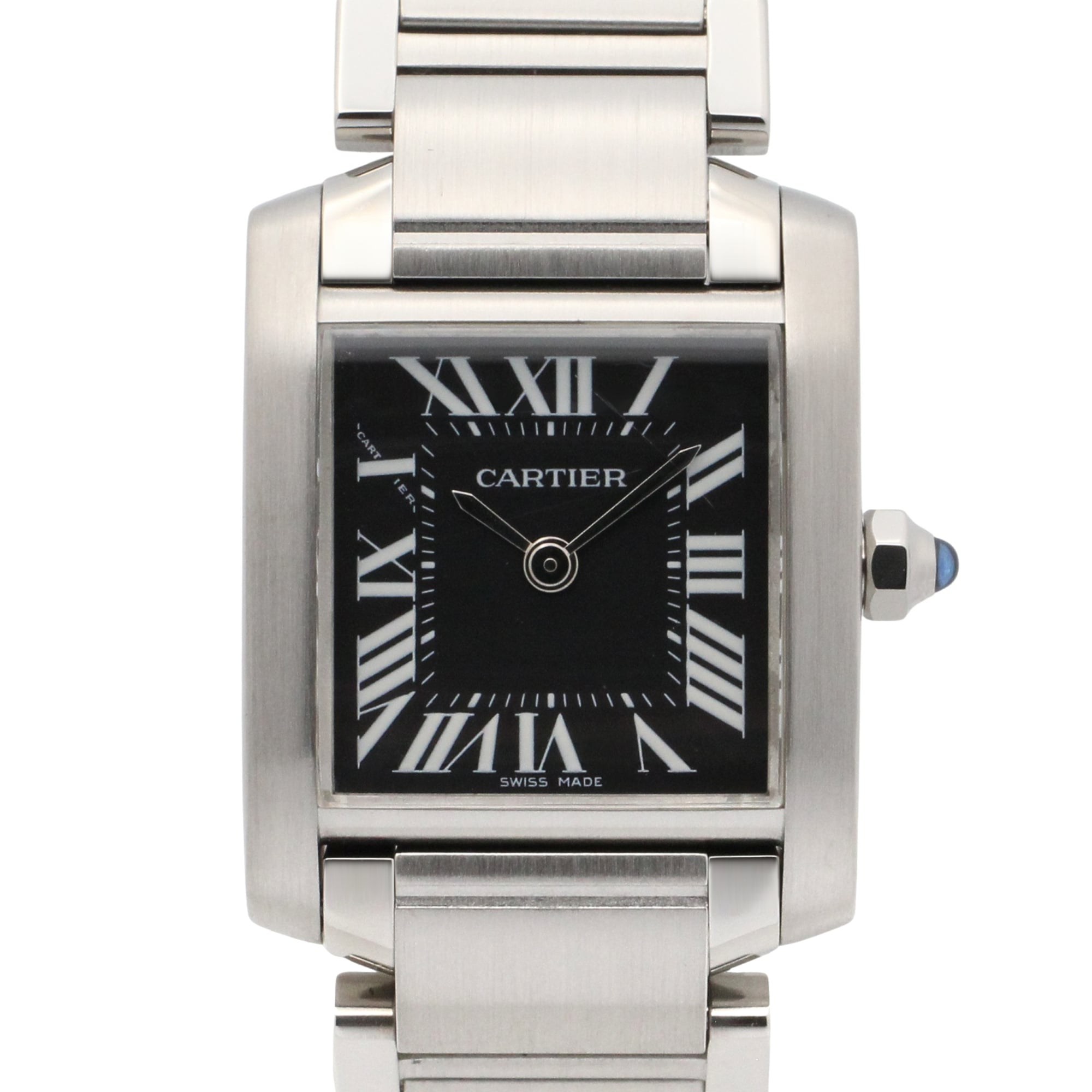 Cartier Tank Franaise SM Watch, Stainless Steel, Women\'s, Black, W51026Q3