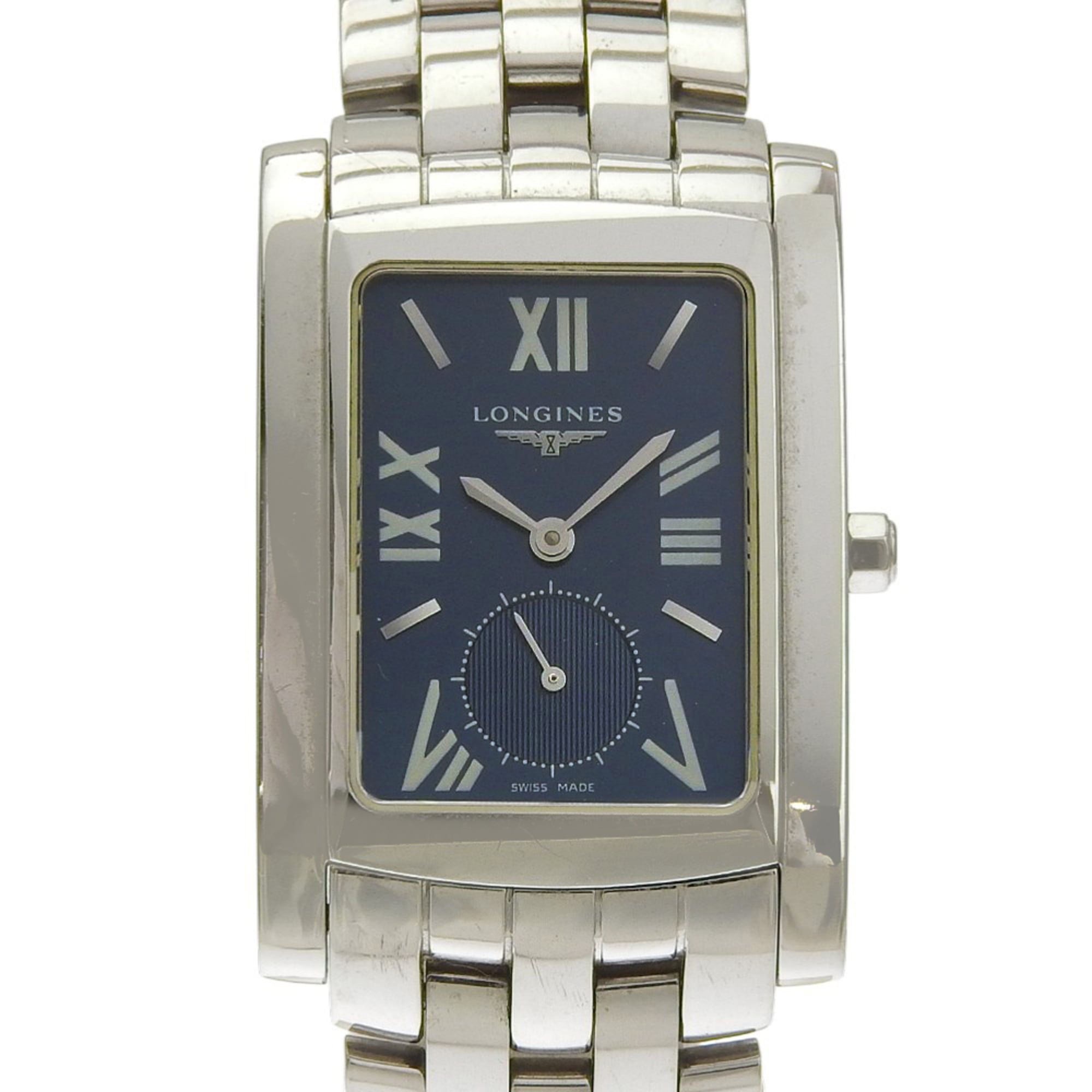 Longines DolceVita watch L5.655.4, stainless steel, silver, quartz, small seconds, navy dial, men\'s
