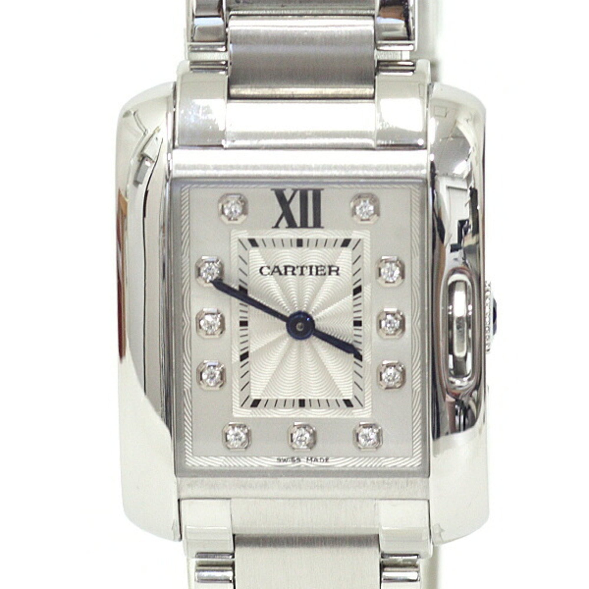 Cartier women\'s watch Tank Anglaise SM W4TA0003, diamond, stainless steel, quartz, silver dial, pol