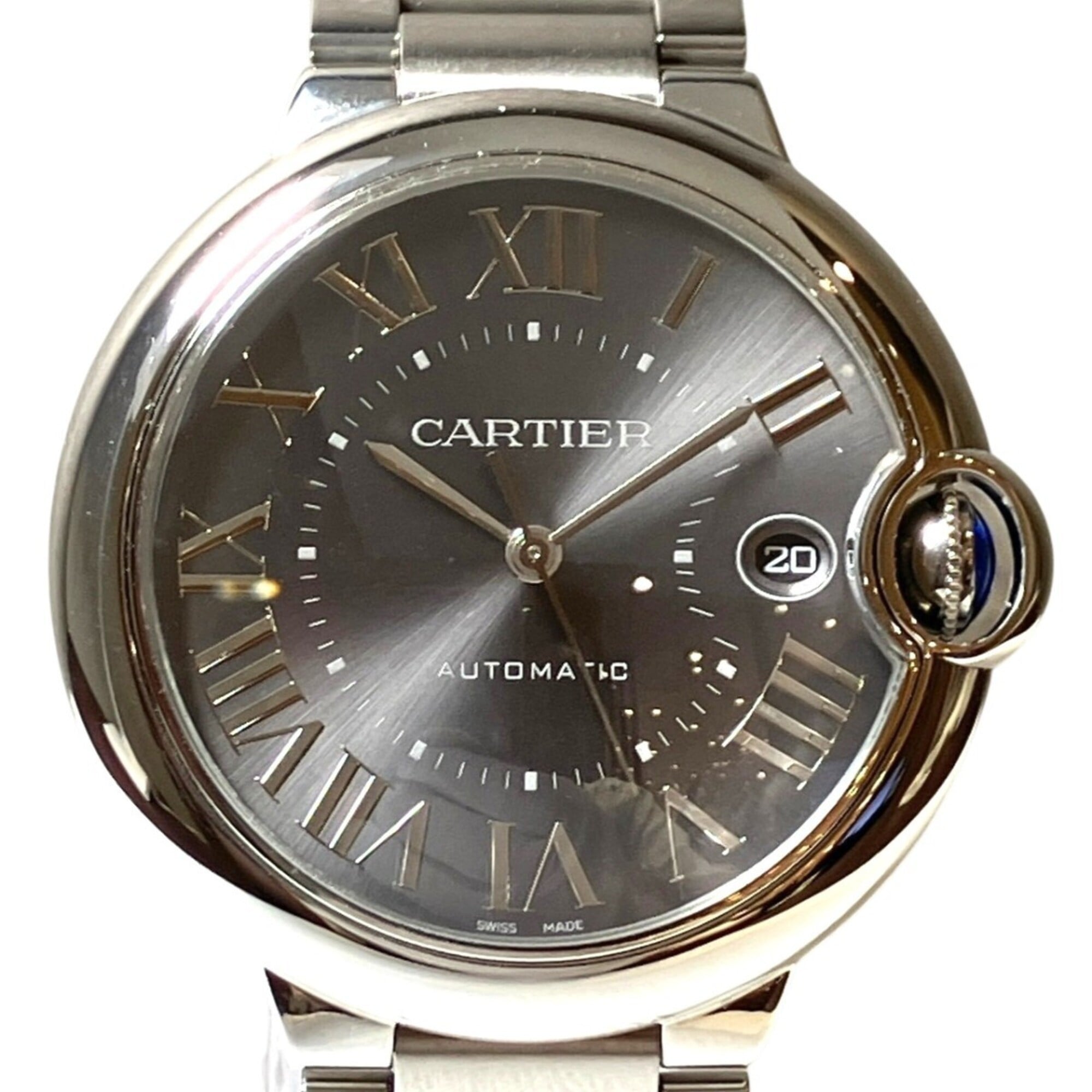 Cartier Ballon Bleu de automatic watch, 116.4g total weight, stainless steel case, gray dial, model