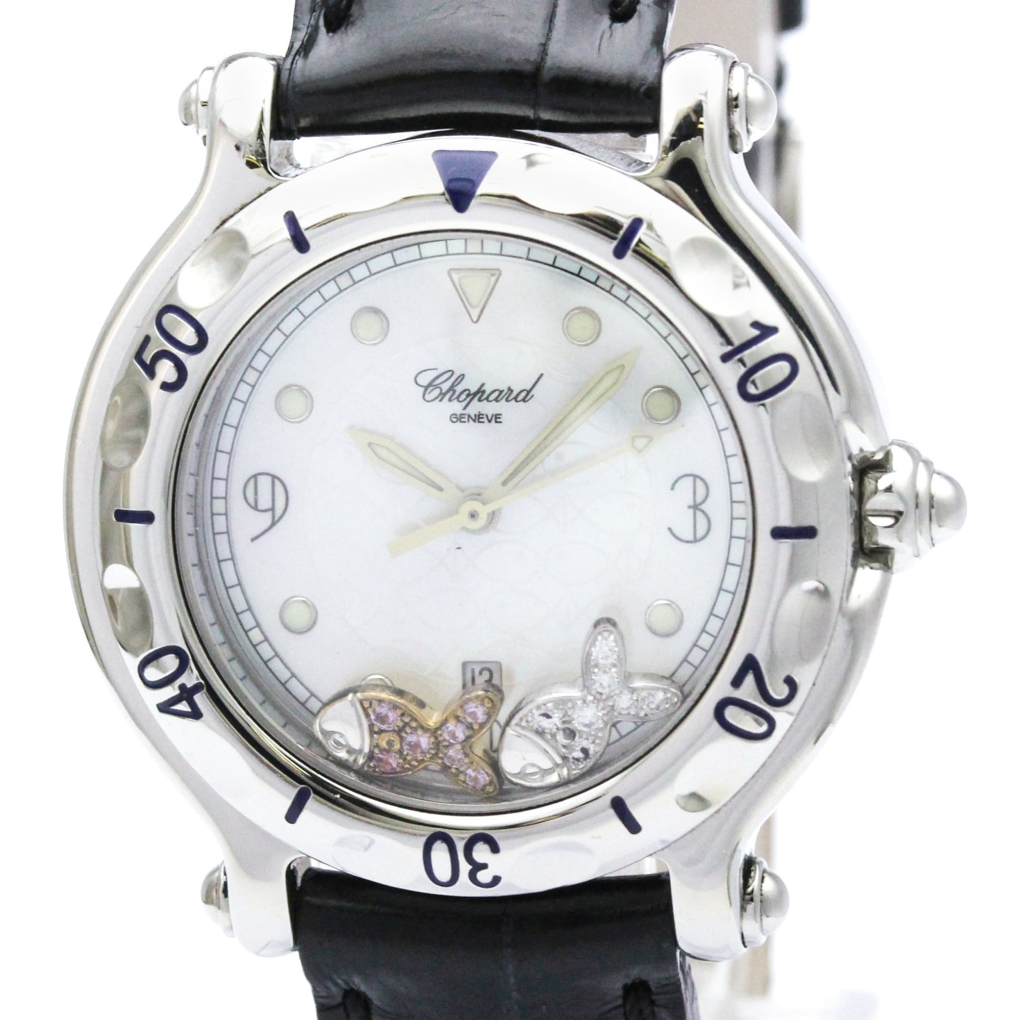 CHOPARD Happy Sport Fish Diamond MOP Dial Watch 27/8921-403 Polished