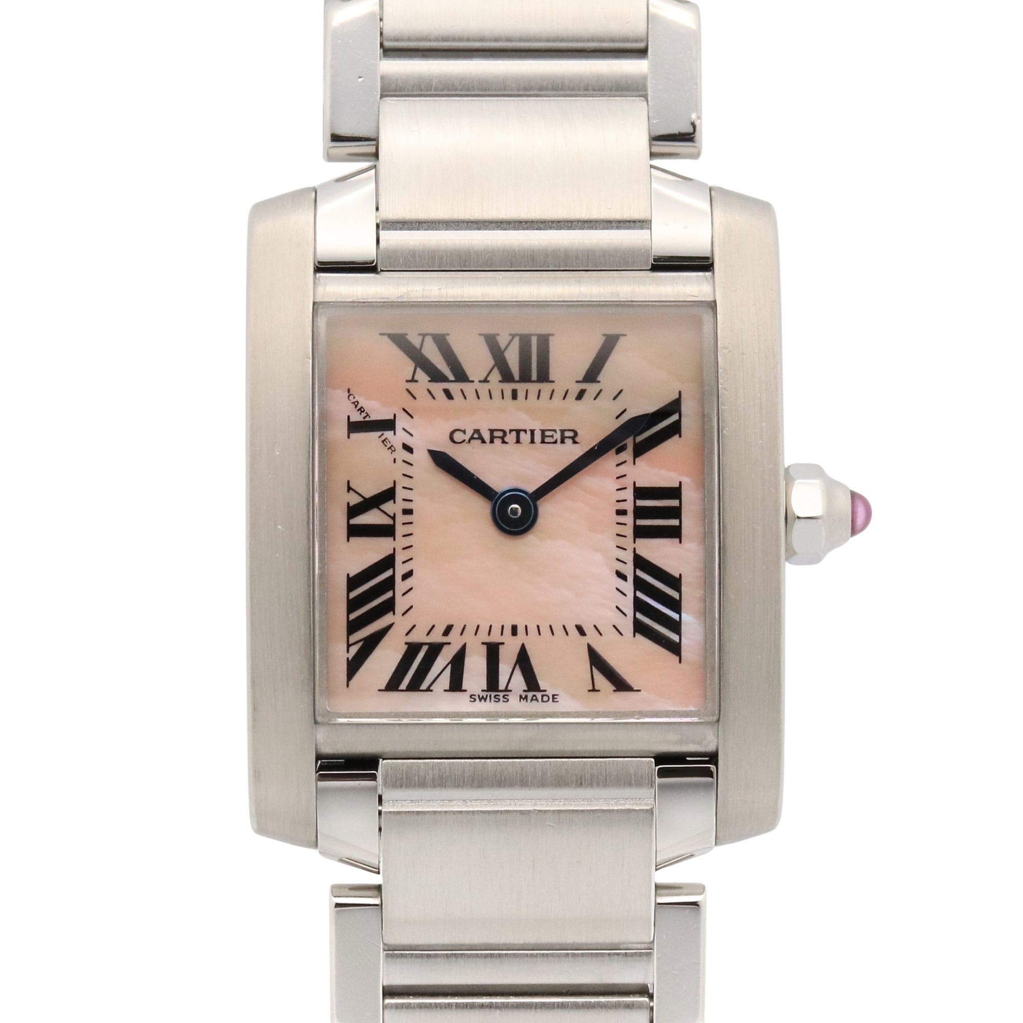 Cartier Tank Franaise SM Watch, Stainless Steel, Ladies, Pink/Pink Shell, W51028Q3