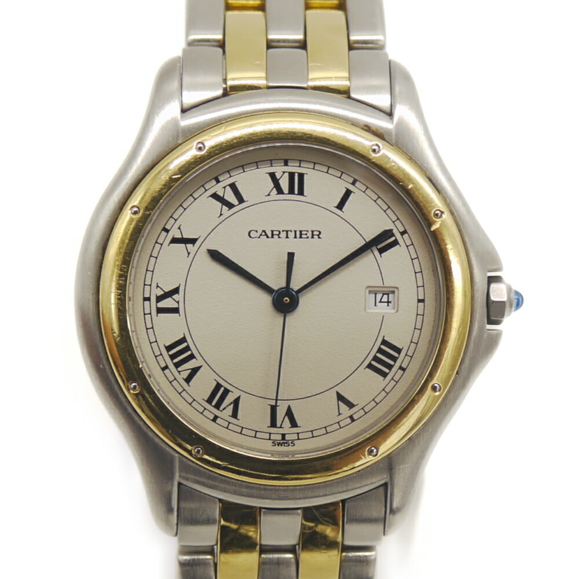 Cartier Panthre Cougar LM Quartz W35006B6 Ivory Dial Watch SS/YG