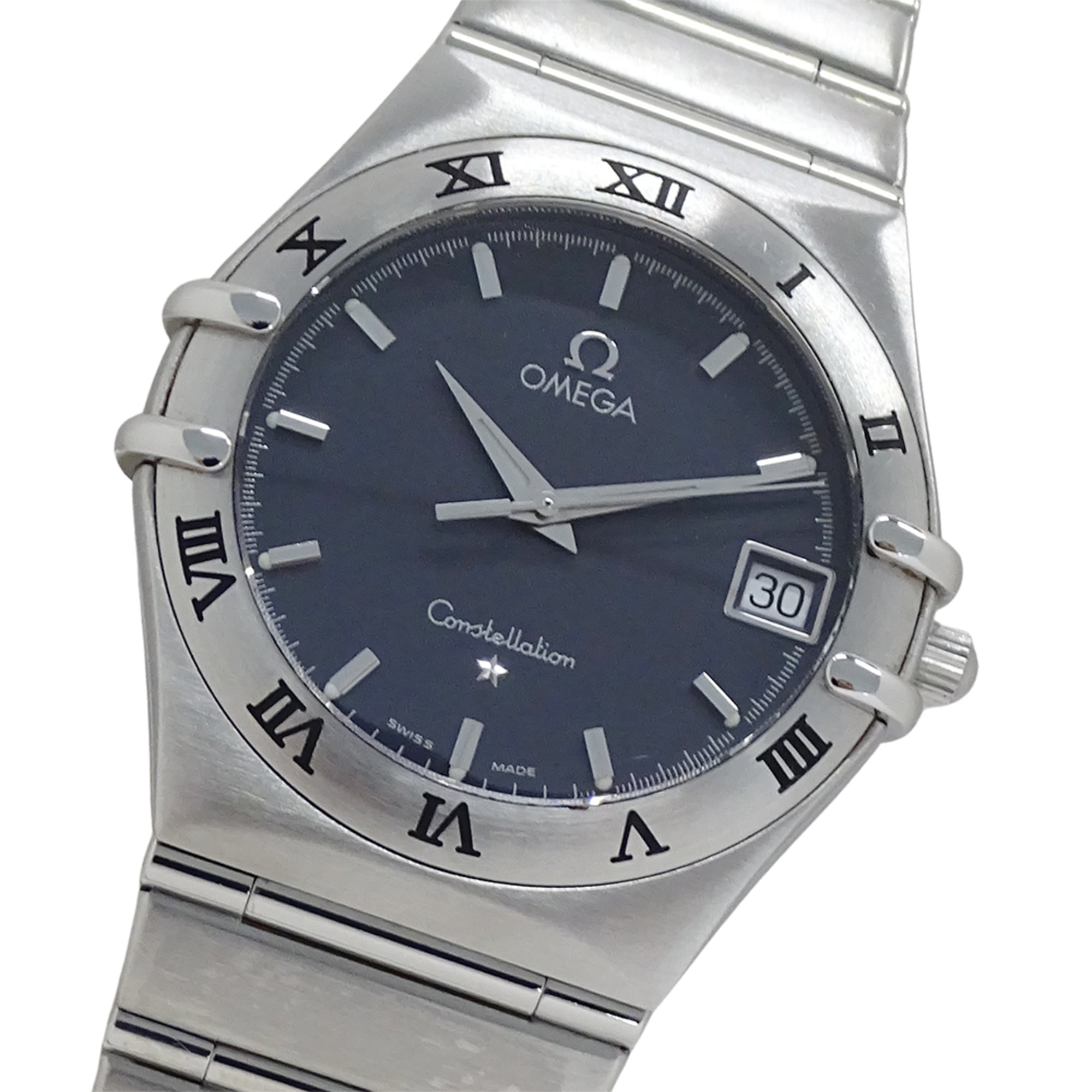 Omega Constellation 1512.40 Men\'s Watch, Brand Name, Date, Quartz, Stainless Steel (SS), Silver/Nav