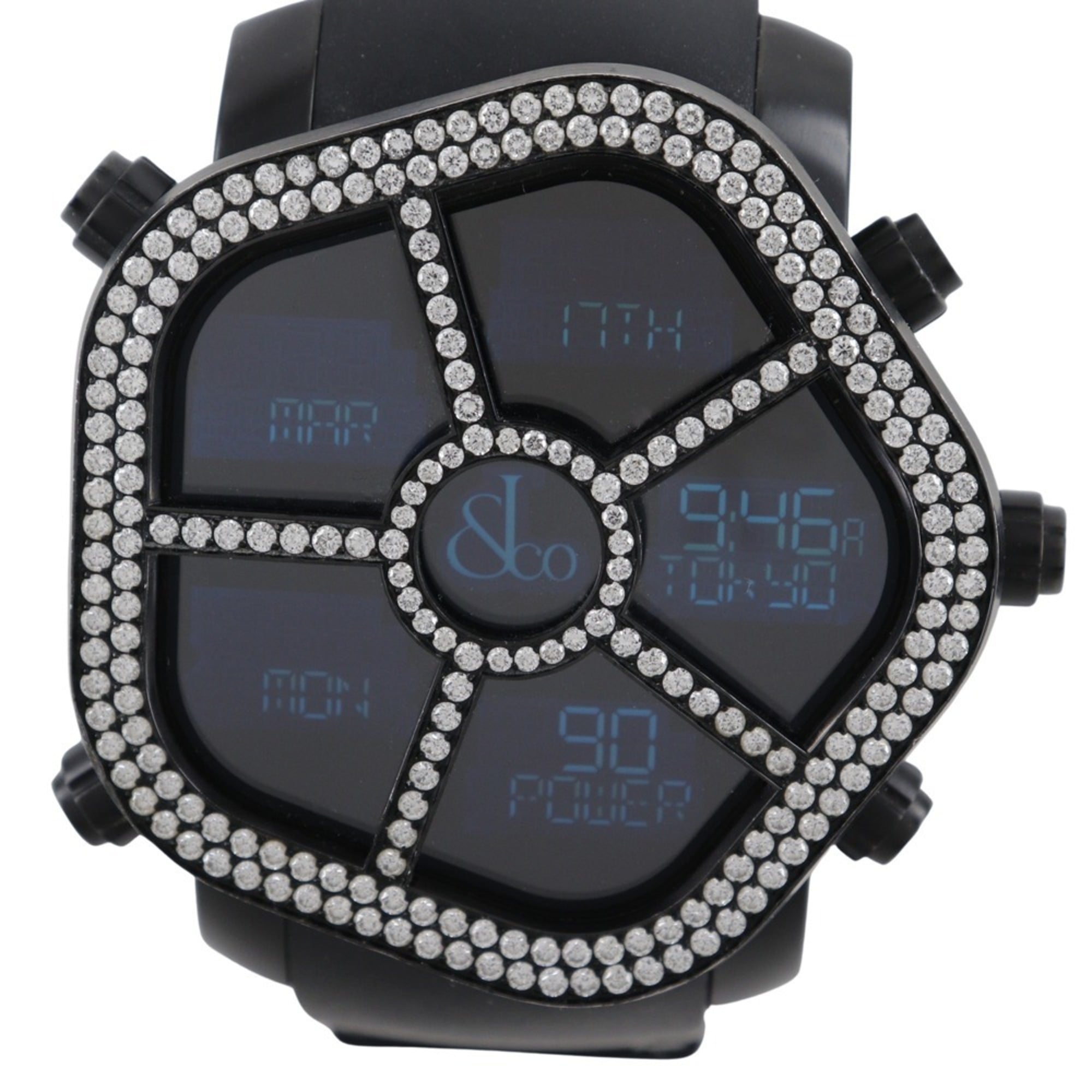 JACOB & CO 5 Time Zone Ghost Watch GMT JC-GST-WHD Stainless Steel x Rubber Black Quartz Digital Disp