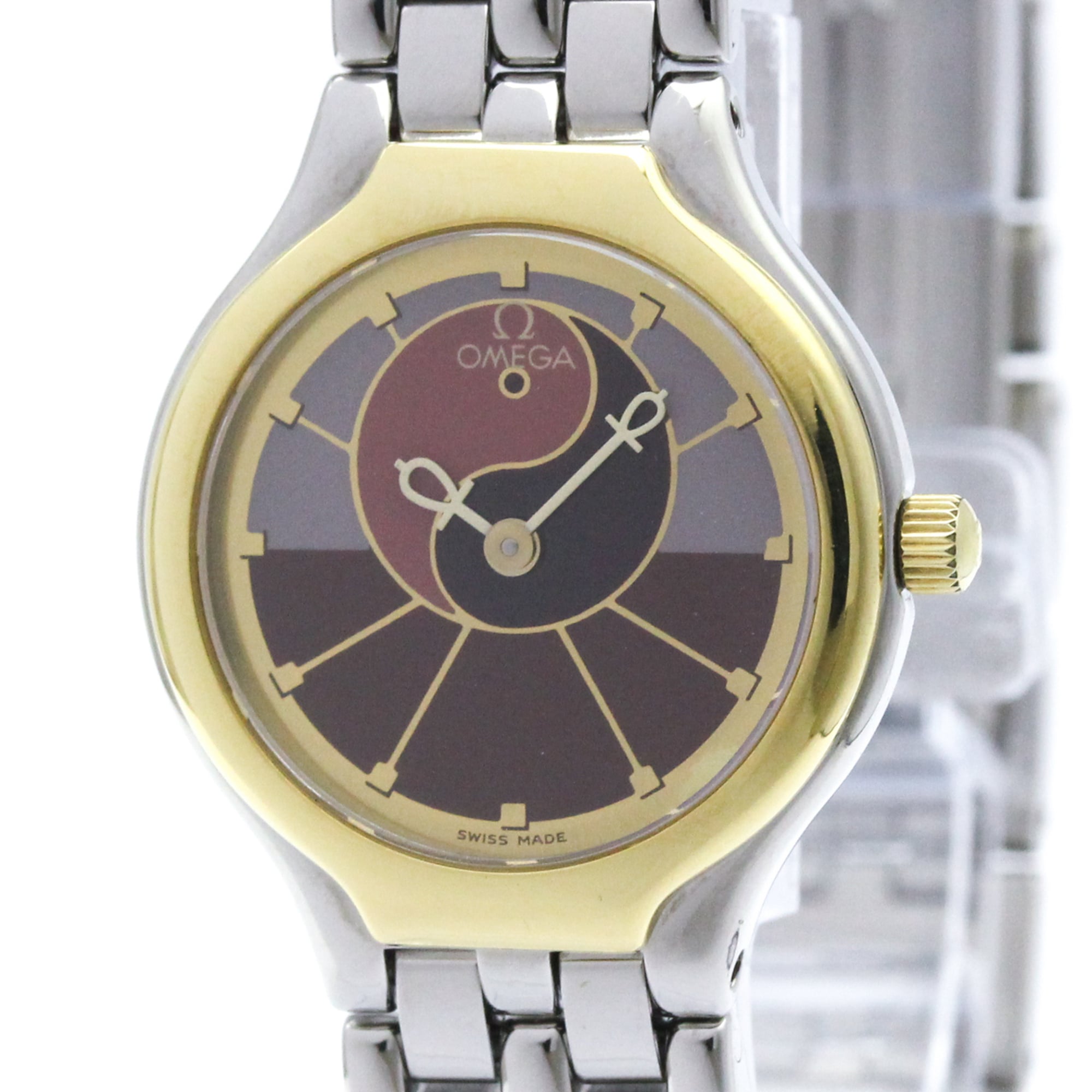 OMEGA De Ville Symbol 18K Gold Steel Quartz Ladies Watch 795.0901 Polished