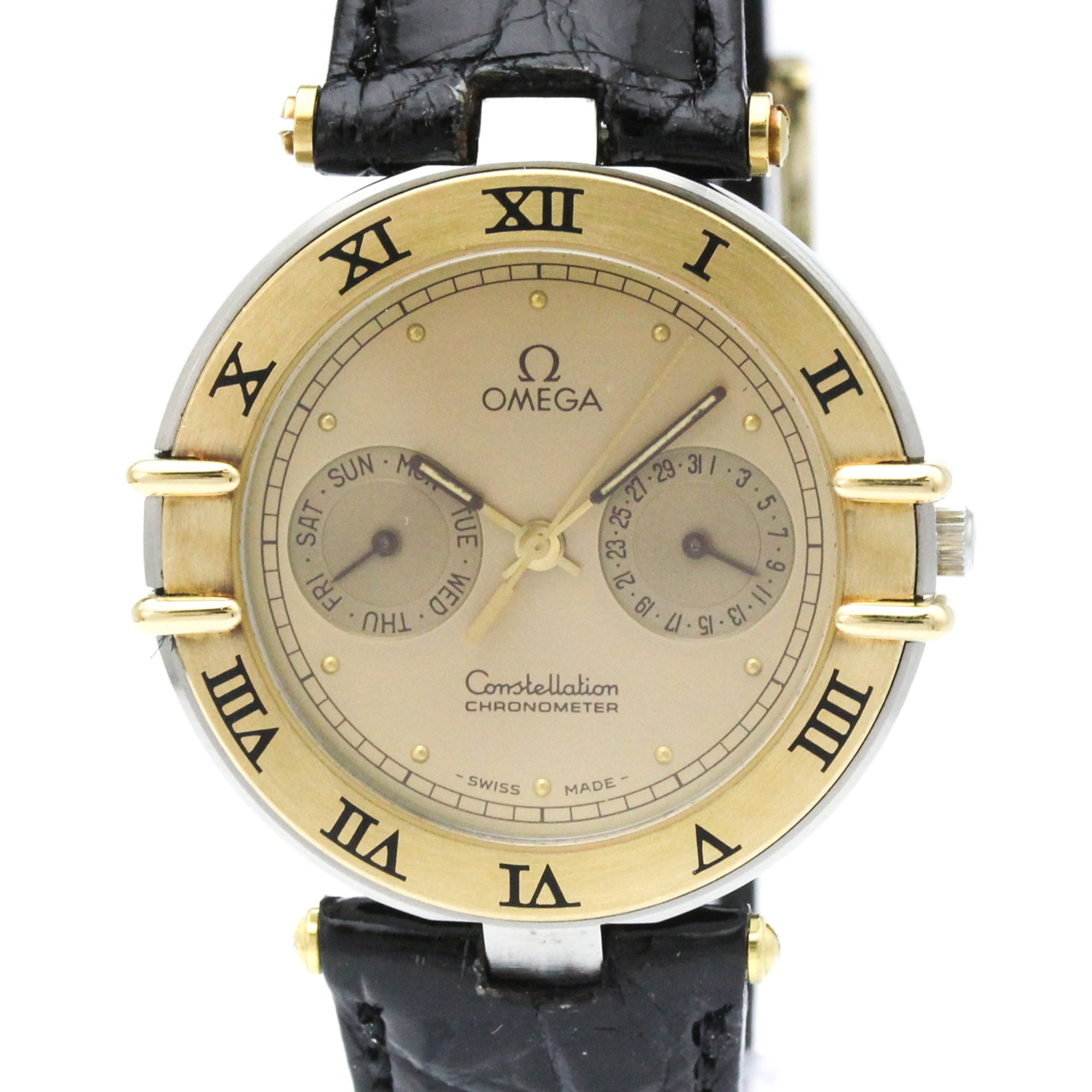 OMEGA Constellation Day Date 18K Gold Steel Watch 196.1080 Polished