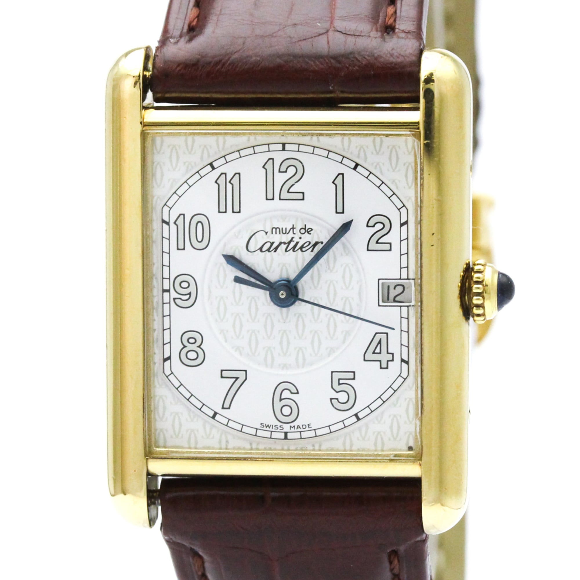 CARTIER Must Tank Quartz Gold Plated Quartz Unisex Watch W1013954