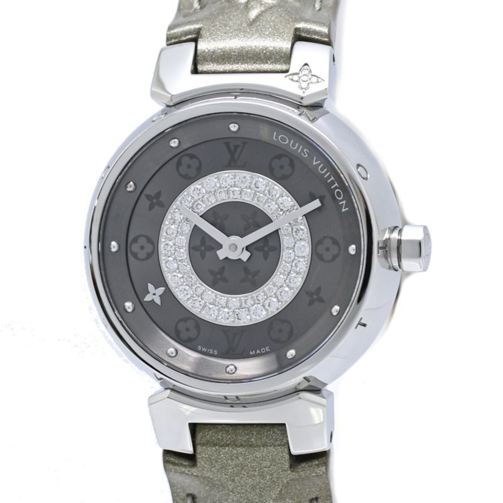 LOUIS VUITTON Tambour Disc PM Diamond Q12MU0 Women\'s Watch 40564