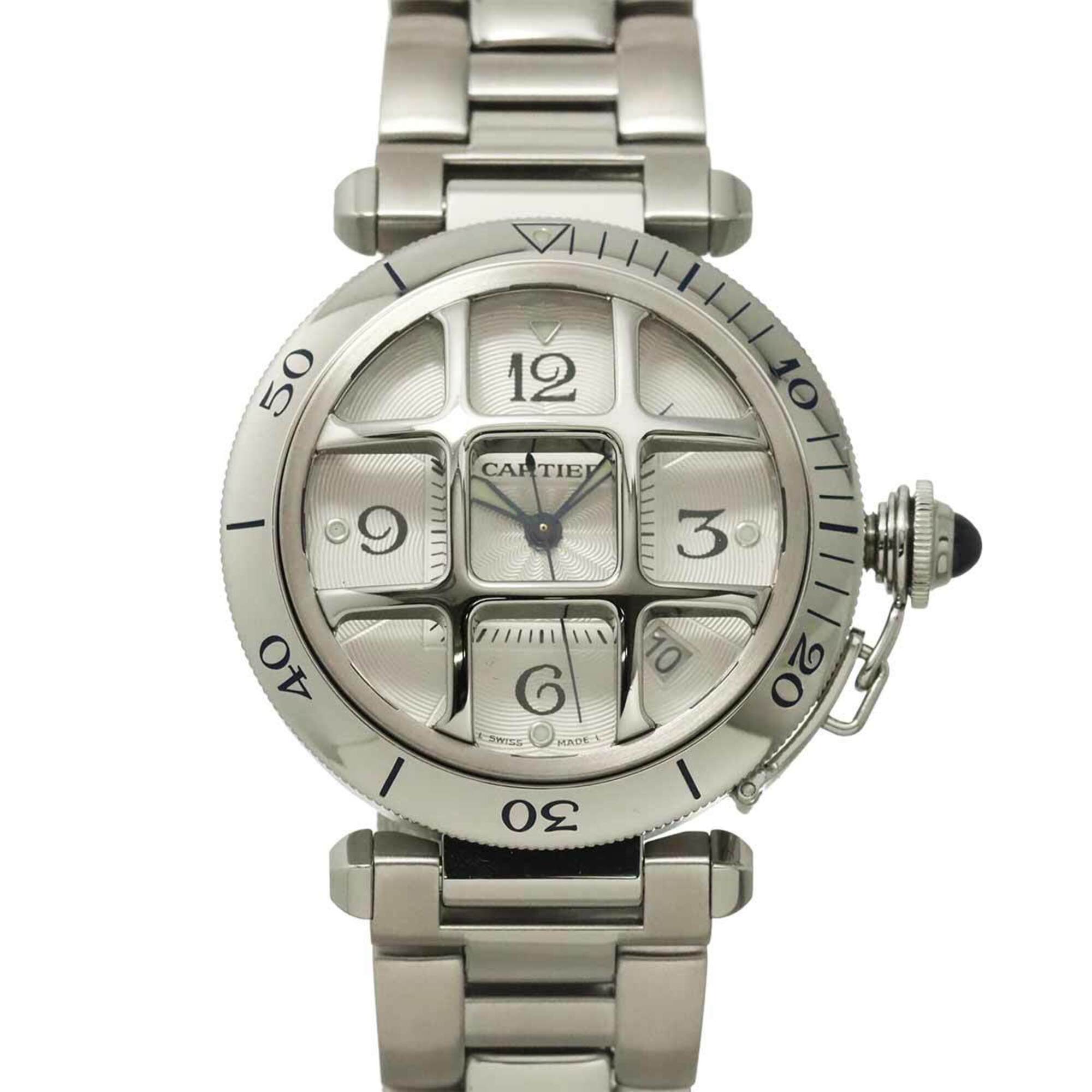 Cartier Pasha 38mm Grid W31059H3 Men\'s Watch, Date, Silver, Automatic Movement