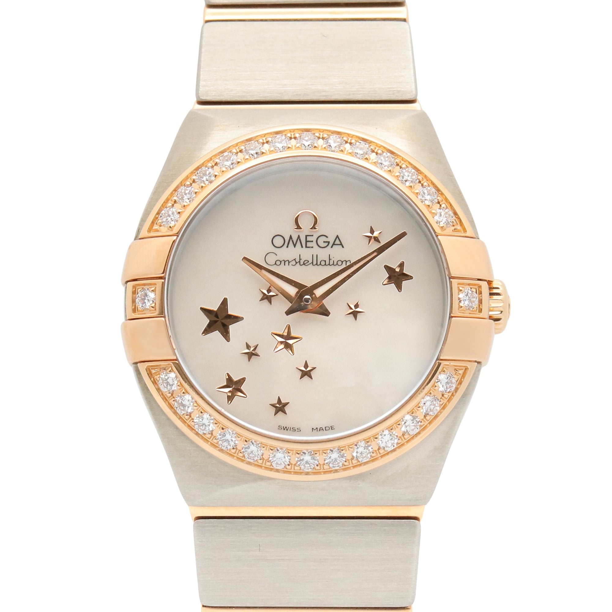 Omega Constellation Star Blue Diamond Bezel Watch, 18K Pink Gold (PG) Stainless Steel, Diamond, Ladi