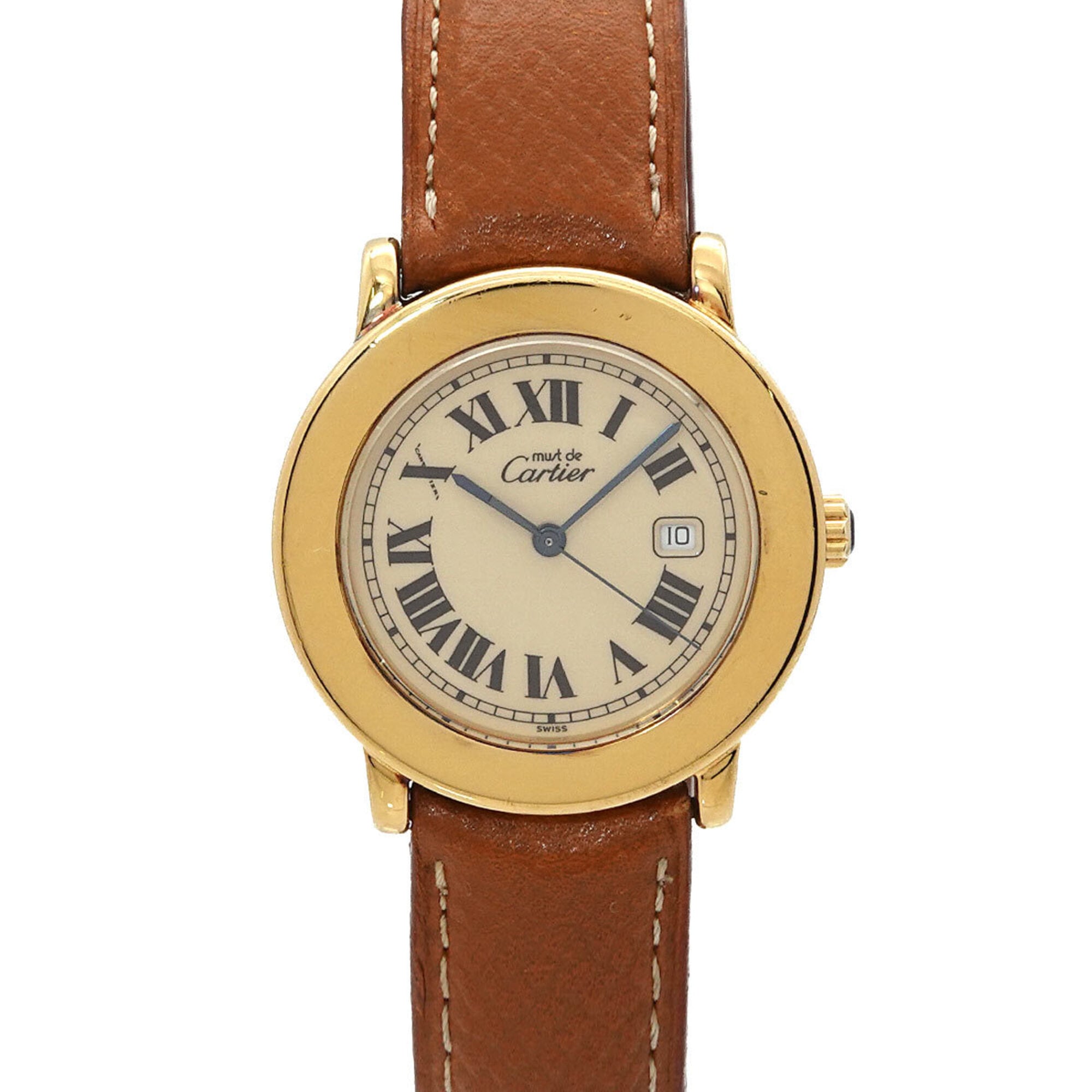 Cartier Must Ronde Vermeil LM W1006822 Women\'s Watch, Date, Ivory, SV925 Quartz Watch