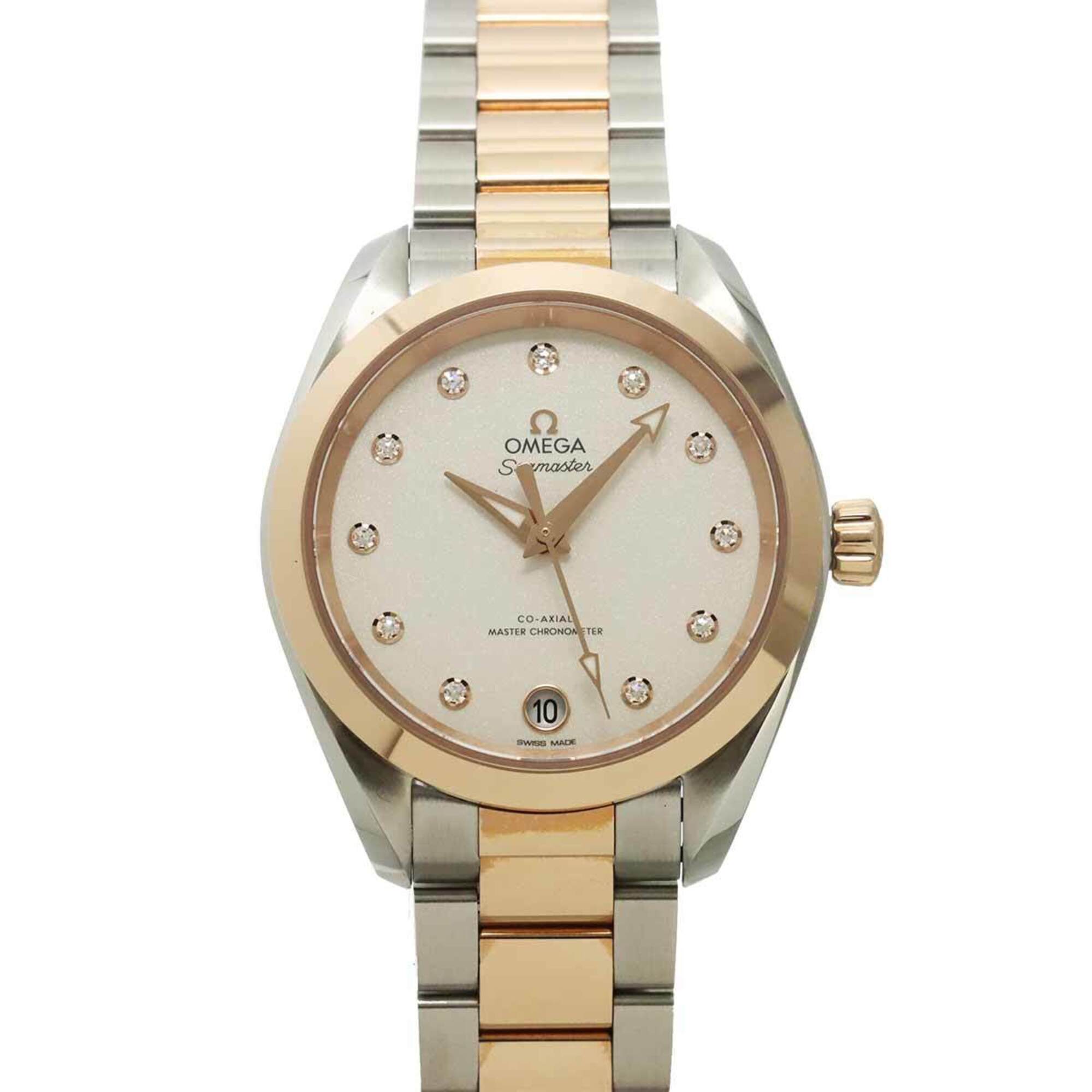 Omega Seamaster Aqua Terra 220 20 34 52 001 Boys\' Watch 11P Diamond Date White 18KPG Pink Gold Auto