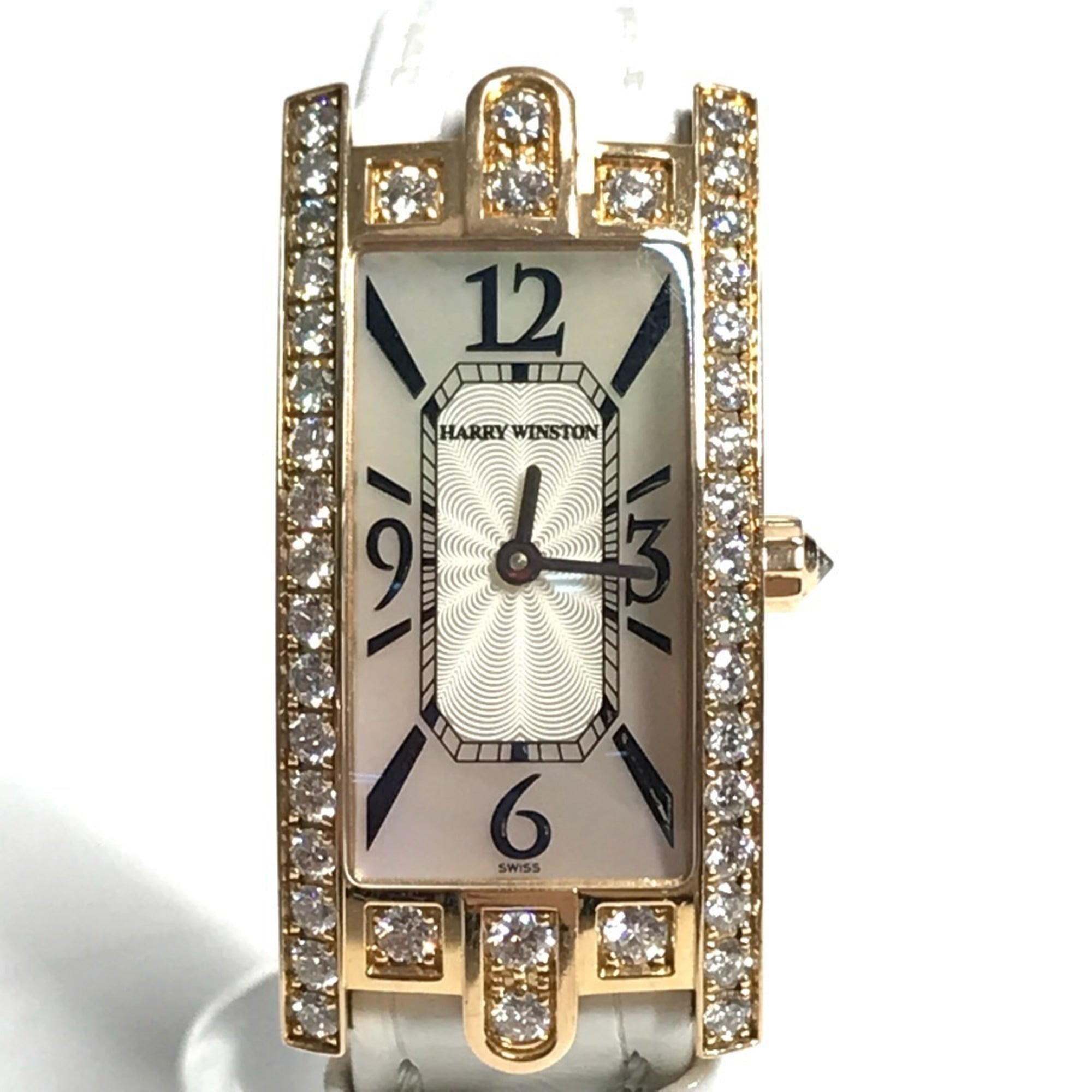 HARRY WINSTON 330 LQWL.M D3.1 Diamond Bezel Lady Avenue C Women\'s Watch, 18K Gold, Au750, White