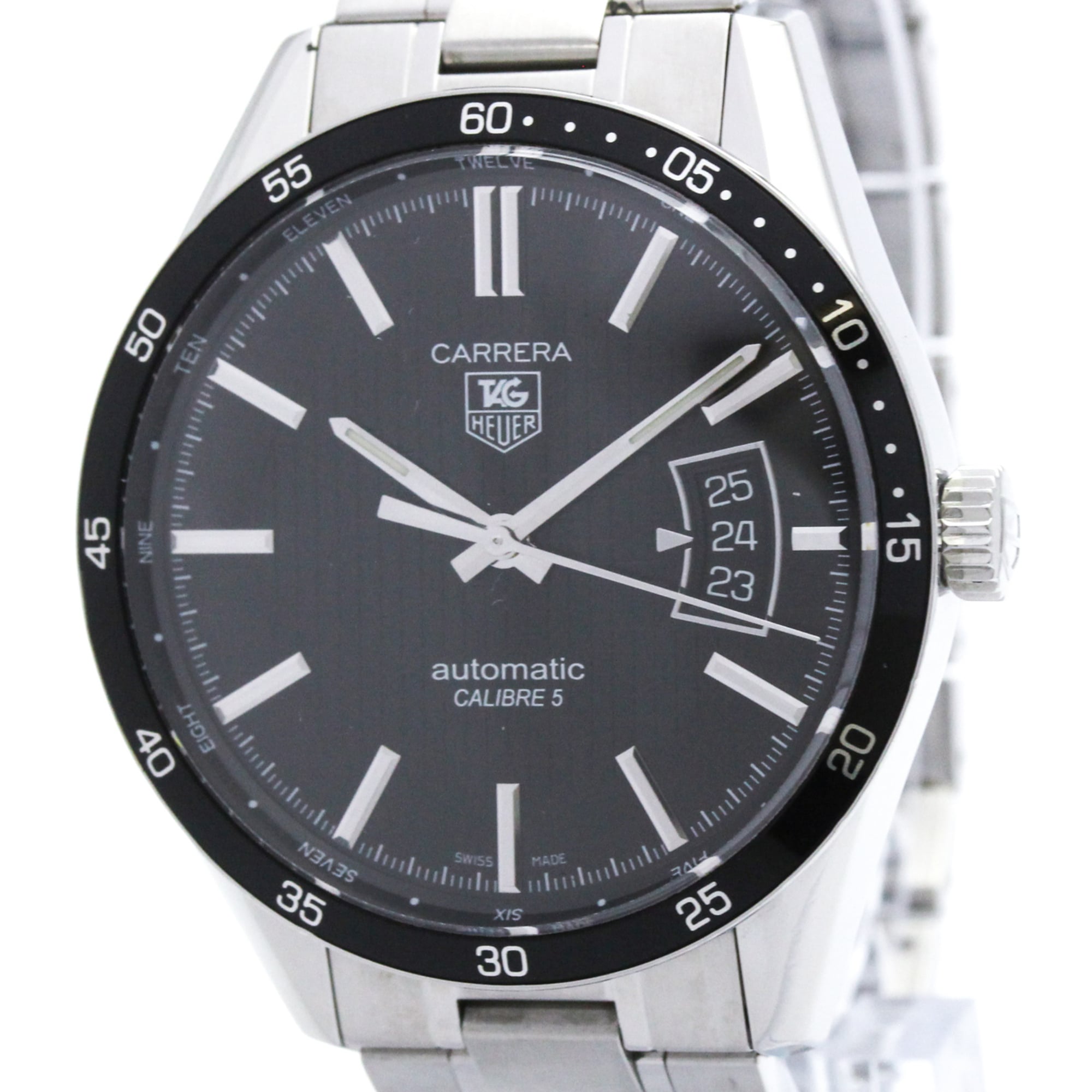 TAG HEUER Carrera Calibre 5 Steel Automatic Mens Watch WV211M Polished