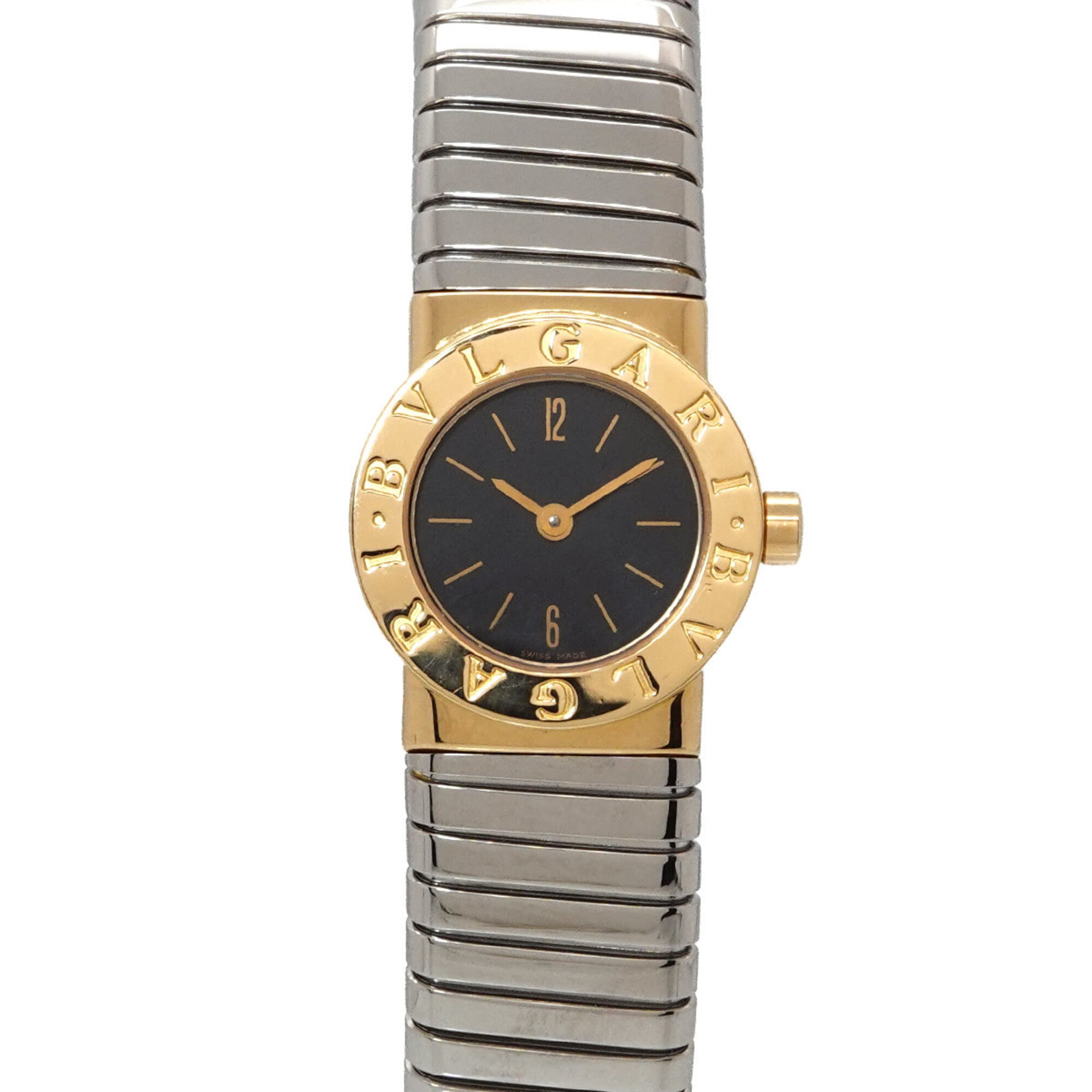 Bulgari Tubogas Combination BB192T Women\'s Watch Black 18KYG Yellow Gold Quartz