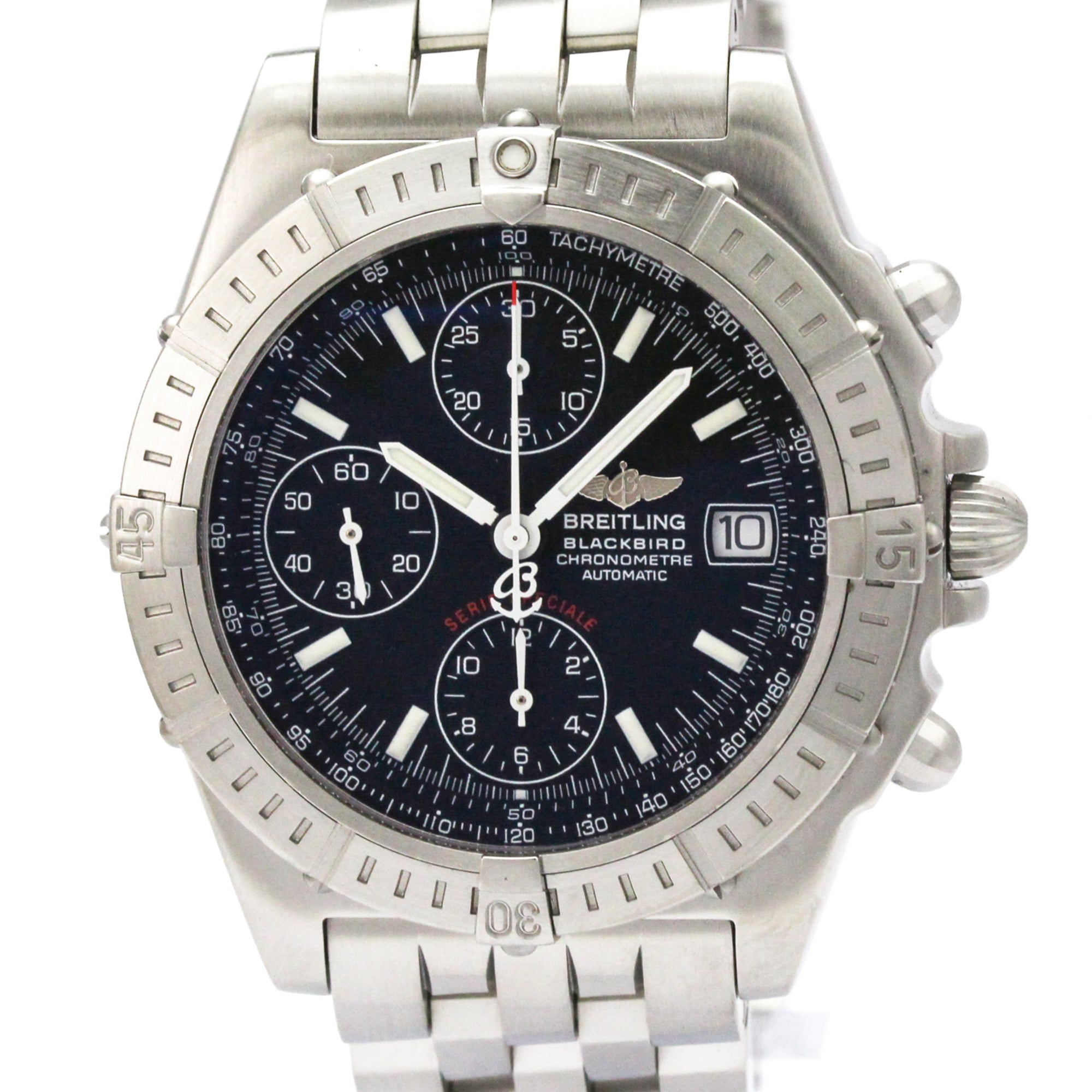 BREITLING Chronomat Black Bird Steel Automatic Watch A13353 Polished