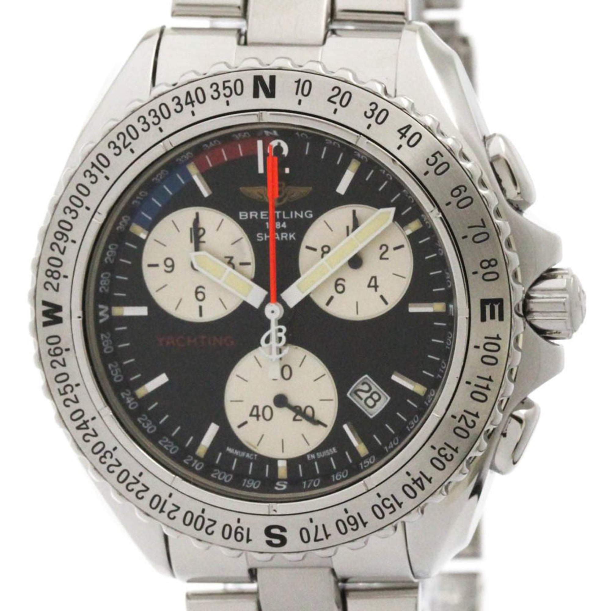 BREITLING Chrono Shark Yacht Steel Quartz Mens Watch A53606 Polished